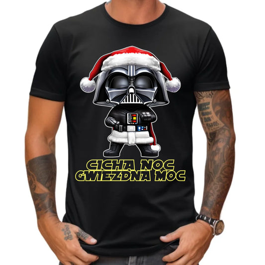 Koszulka męska świąteczna dla fanów Gwiezdnych Wojen - Cicha noc, gwiezdna moc BN132 - StoryCups.pl
