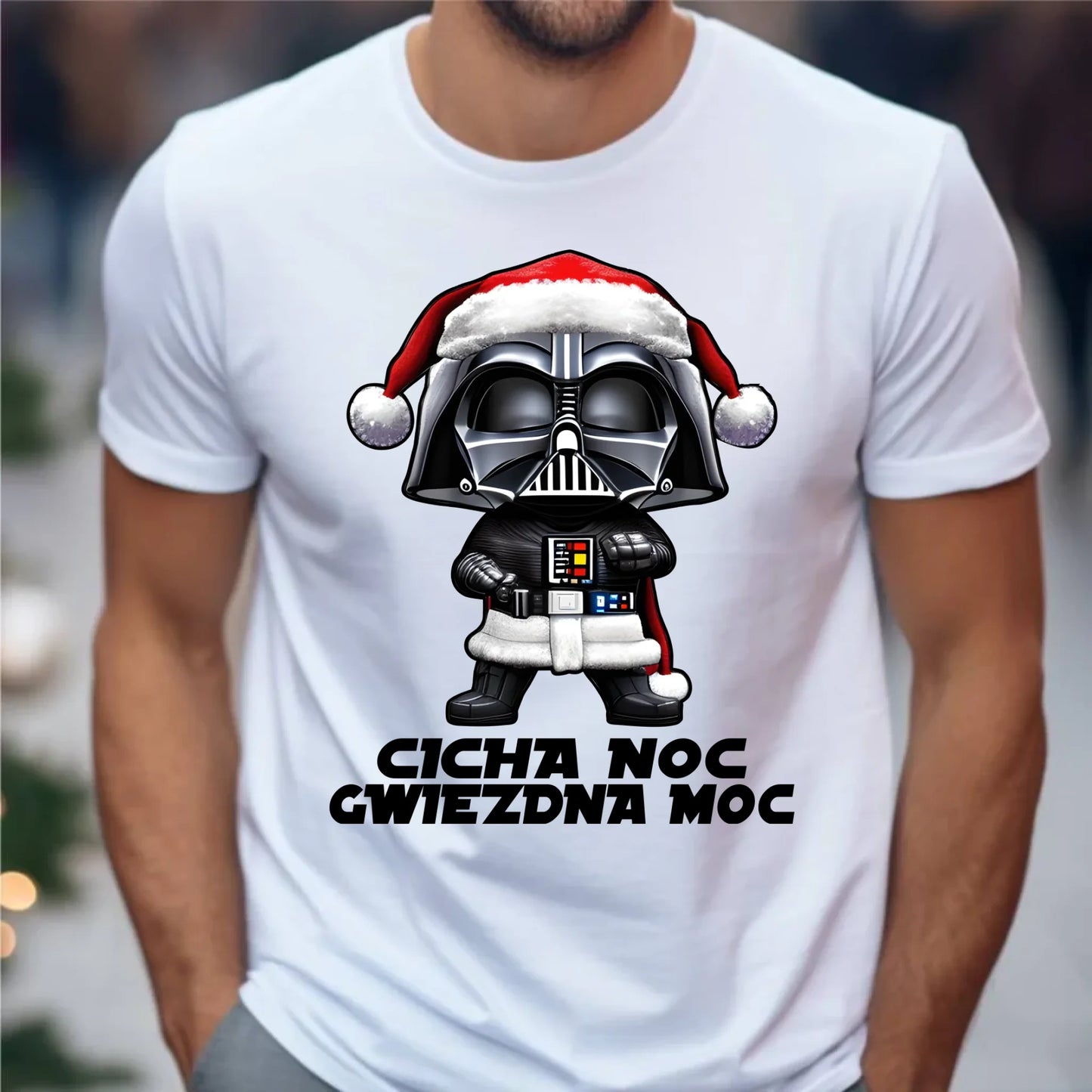 Koszulka męska świąteczna dla fanów Gwiezdnych Wojen - Cicha noc, gwiezdna moc BN132 - StoryCups.pl