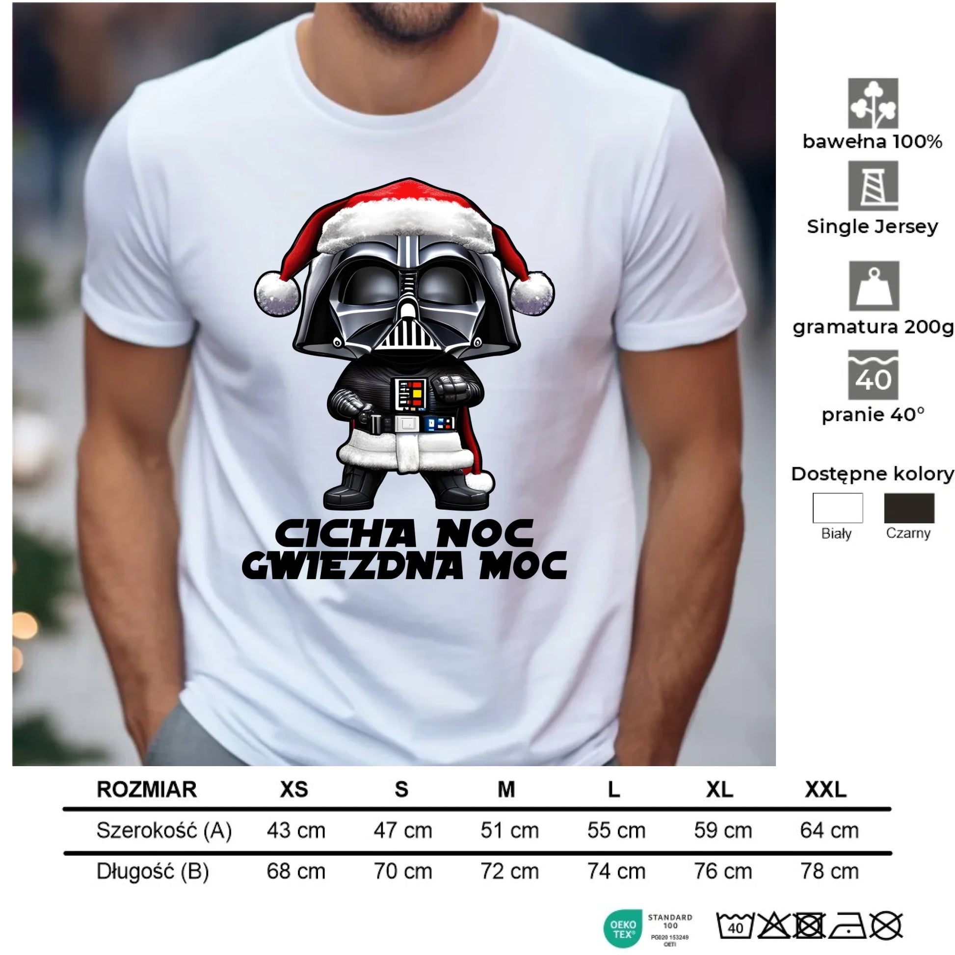 Koszulka męska świąteczna dla fanów Gwiezdnych Wojen - Cicha noc, gwiezdna moc BN132 - StoryCups.pl