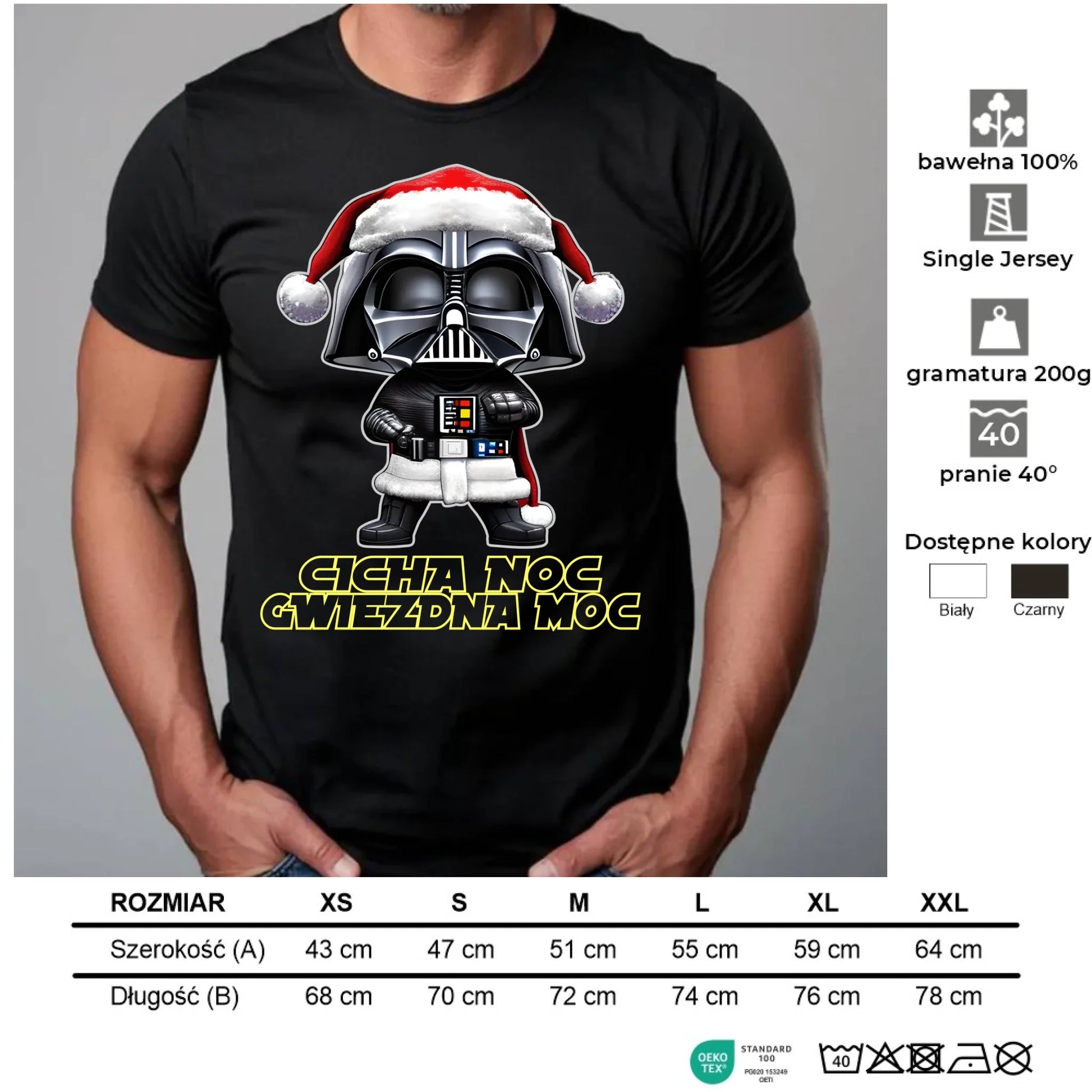 Koszulka męska świąteczna dla fanów Gwiezdnych Wojen - Cicha noc, gwiezdna moc BN132 - StoryCups.pl