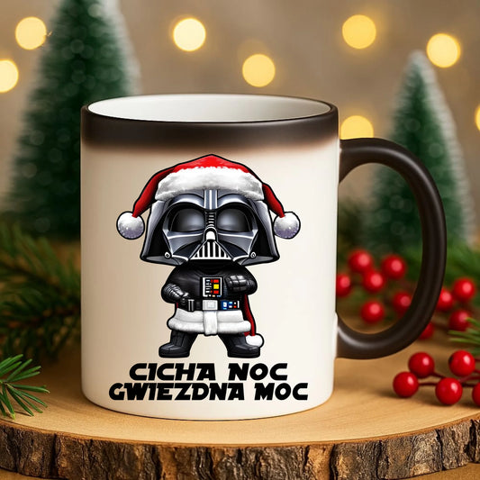Kubek magiczny świąteczny dla fanów Gwiezdnych Wojen - Cicha noc, gwiezdna moc BN132 - StoryCups.pl