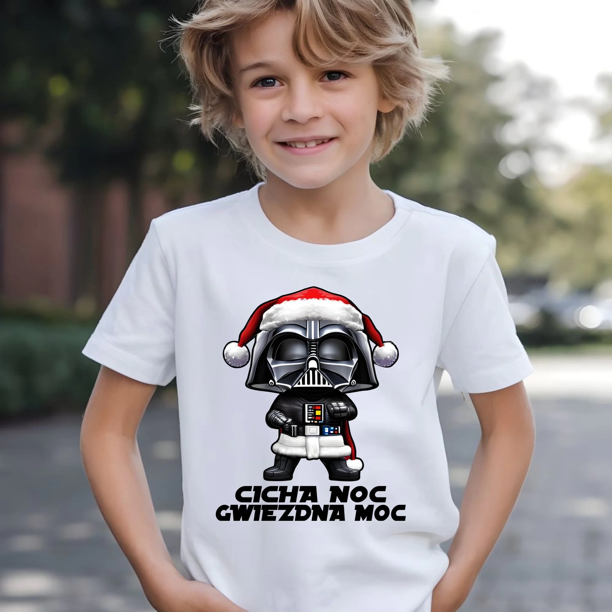 Koszulka dziecięca świąteczna dla fanów Gwiezdnych Wojen - Cicha noc, gwiezdna moc BN132 - StoryCups.pl