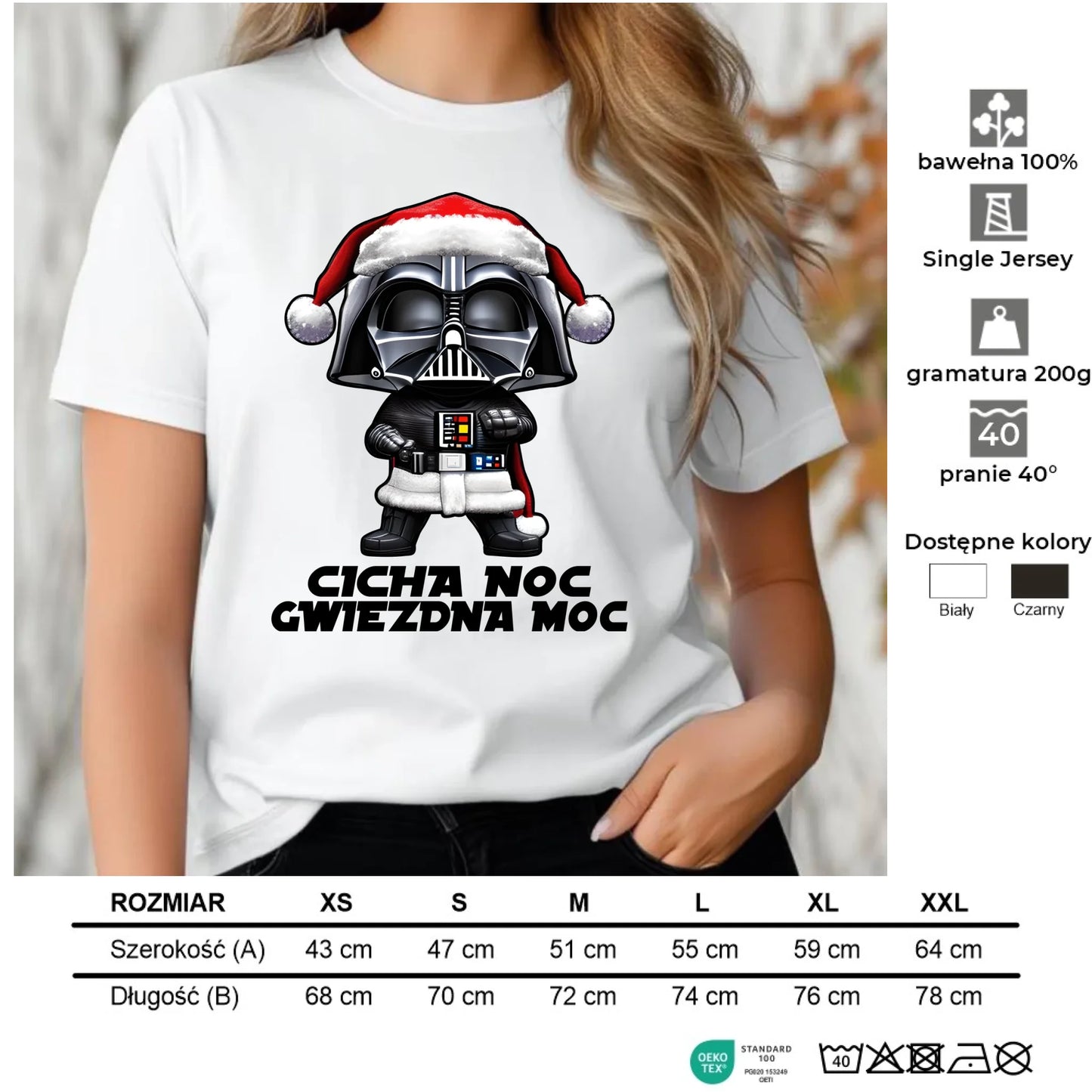 Koszulka damska świąteczna dla fanów Gwiezdnych Wojen - Cicha noc, gwiezdna moc BN132 - StoryCups.pl
