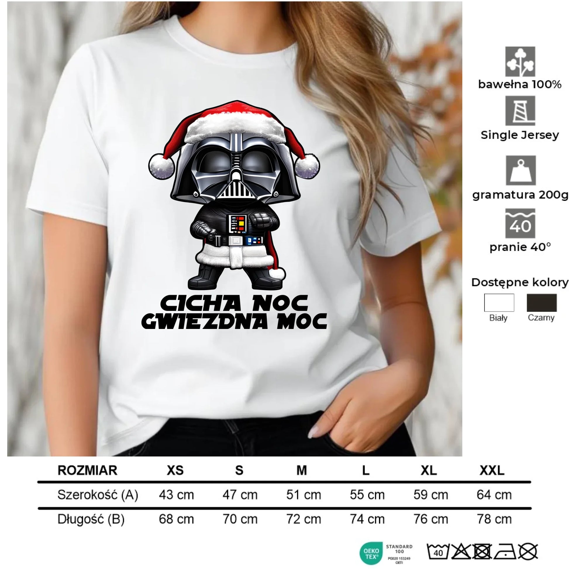 Koszulka damska świąteczna dla fanów Gwiezdnych Wojen - Cicha noc, gwiezdna moc BN132 - StoryCups.pl