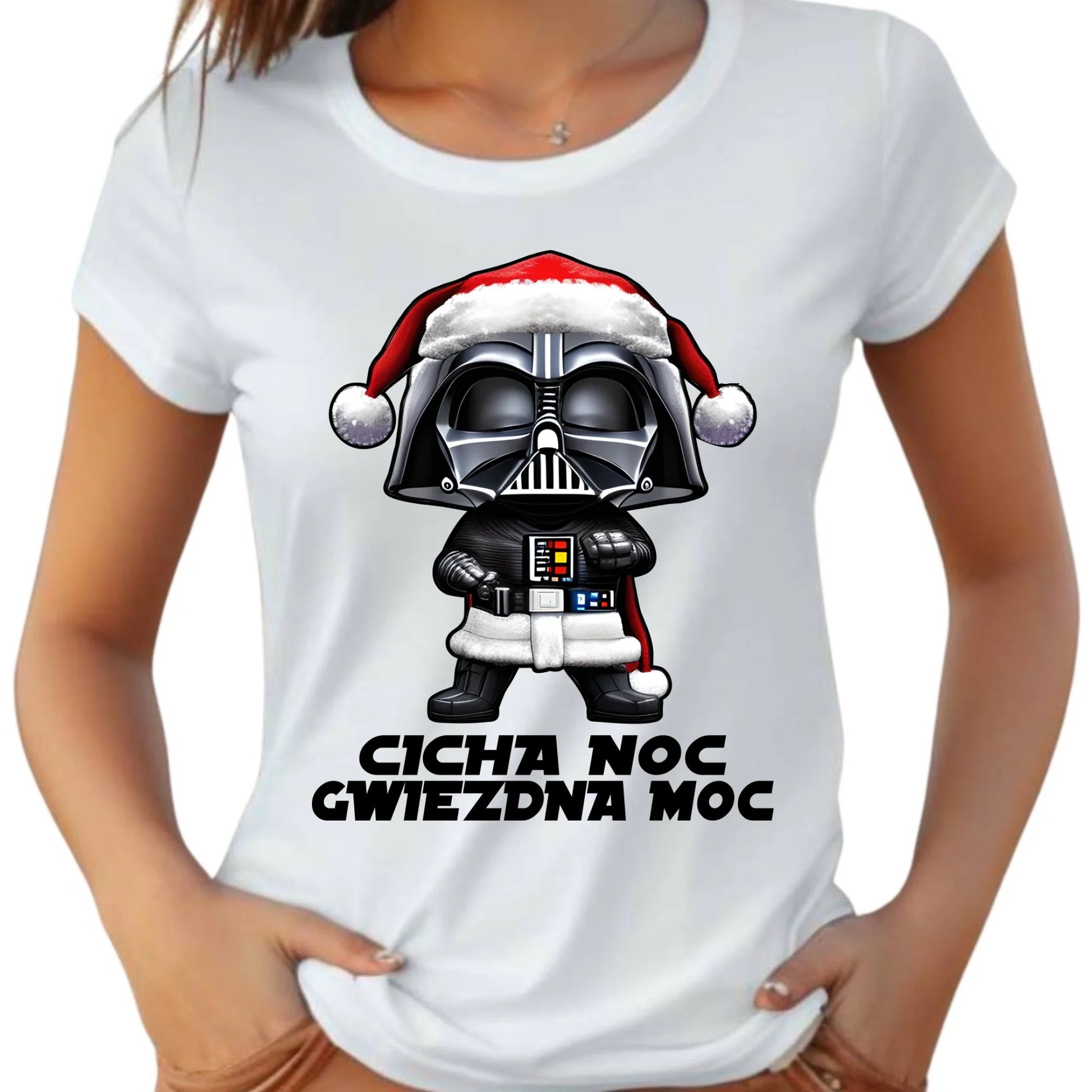 Koszulka damska świąteczna dla fanów Gwiezdnych Wojen - Cicha noc, gwiezdna moc BN132 - StoryCups.pl