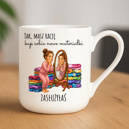 Kubek elegant szyciowy dla krawcowej - Kup sobie materiałki HS22 - StoryCups.pl