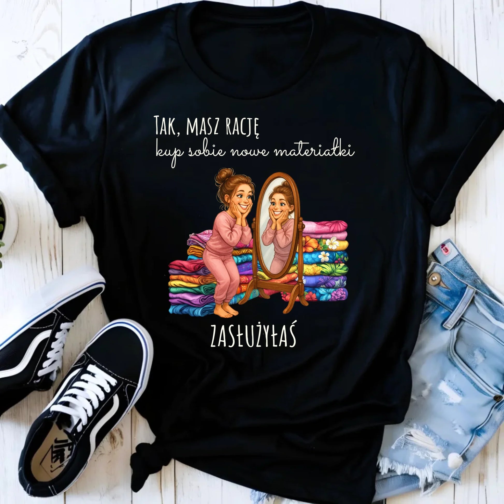 Koszulka damska szyciowa dla krawcowej - Kup sobie materiałki HS22 - StoryCups.pl