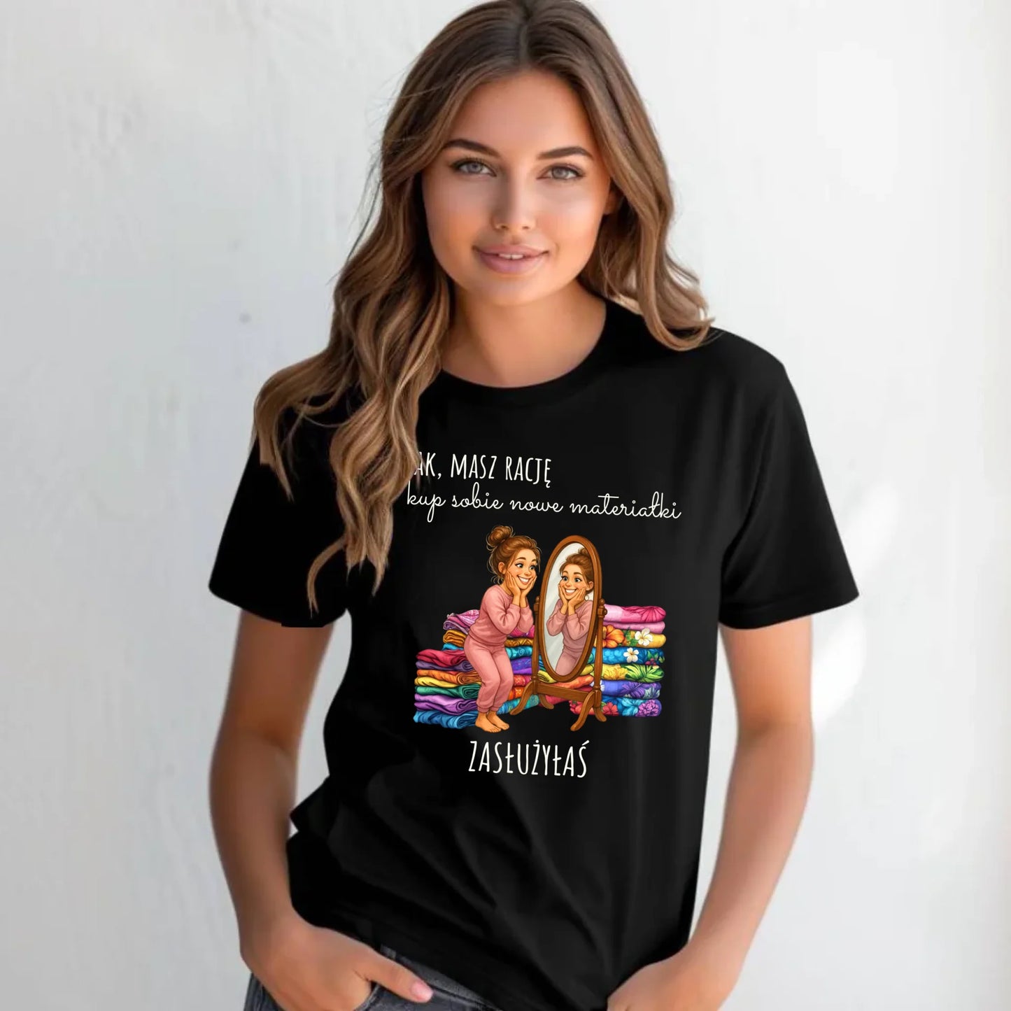 Koszulka damska szyciowa dla krawcowej - Kup sobie materiałki HS22 - StoryCups.pl