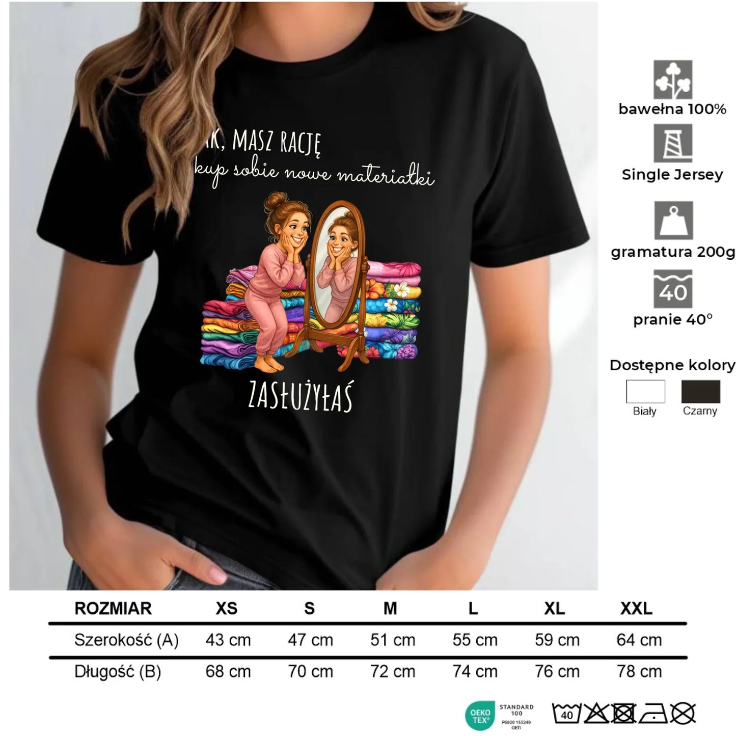 Koszulka damska szyciowa dla krawcowej - Kup sobie materiałki HS22 - StoryCups.pl