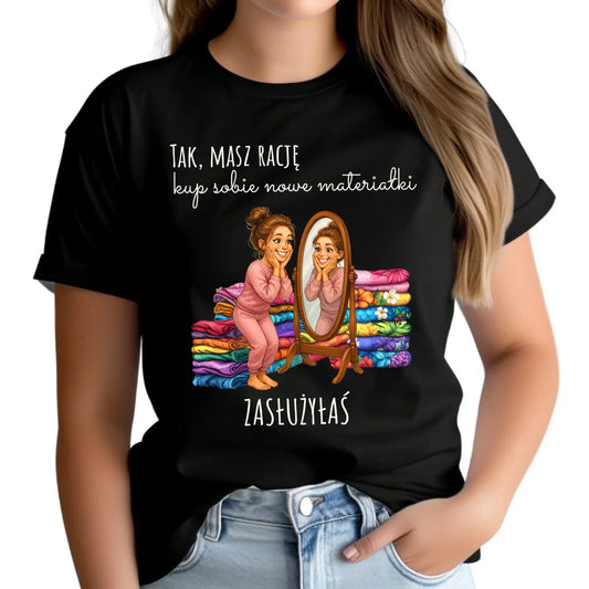 Koszulka damska szyciowa dla krawcowej - Kup sobie materiałki HS22 - StoryCups.pl