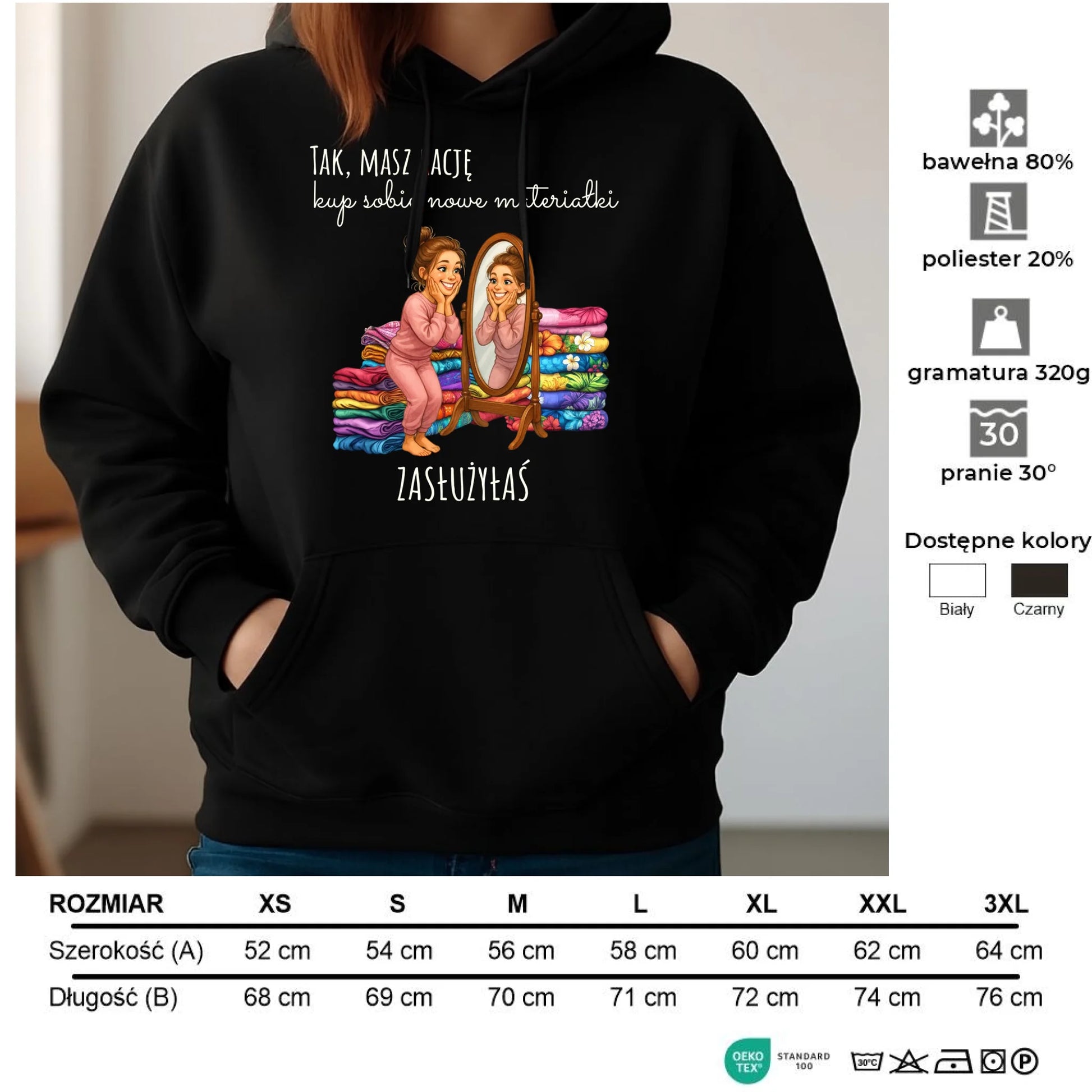 Bluza damska z kapturem szyciowa dla krawcowej - Kup sobie materiałki HS22 - StoryCups.pl