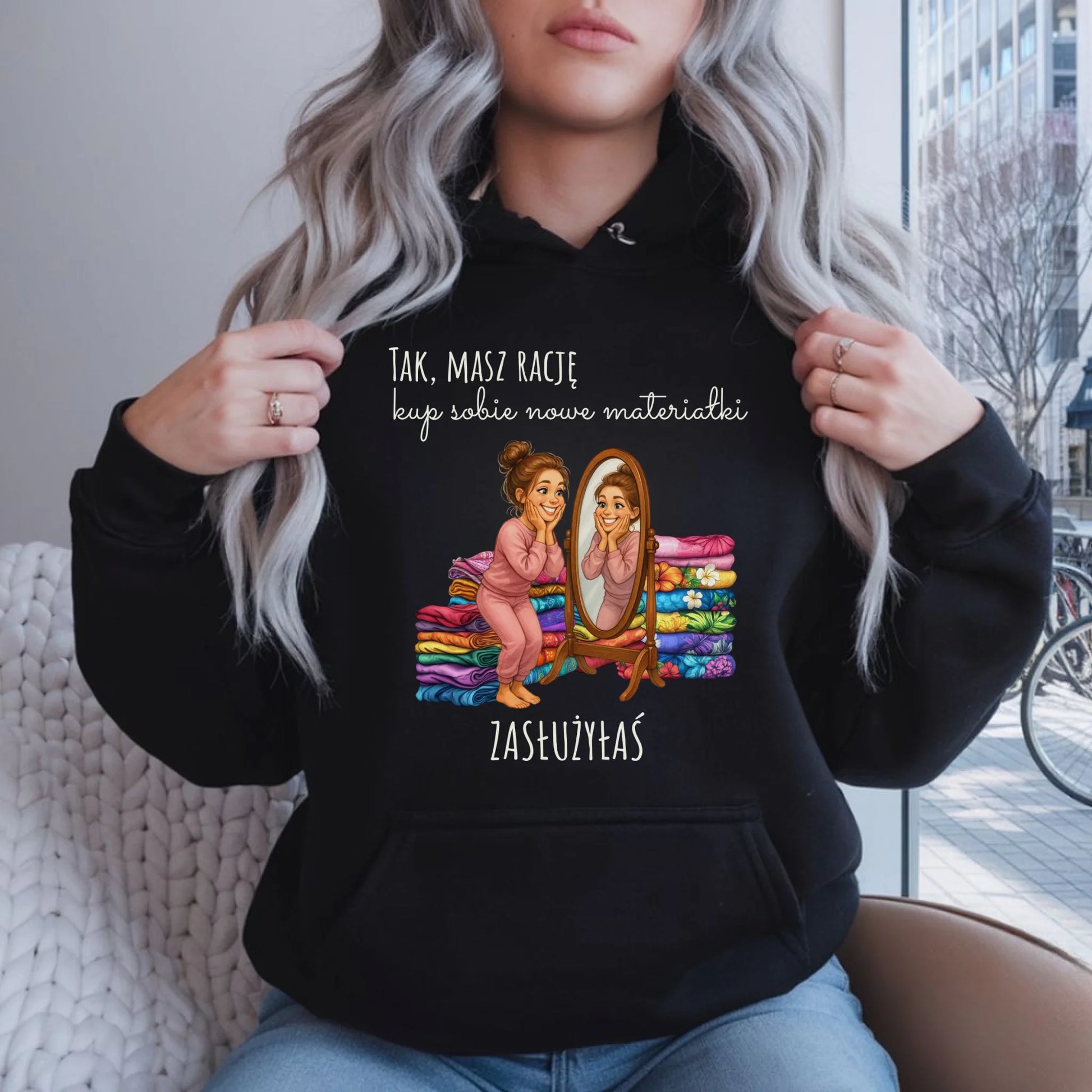 Bluza damska z kapturem szyciowa dla krawcowej - Kup sobie materiałki HS22 - StoryCups.pl