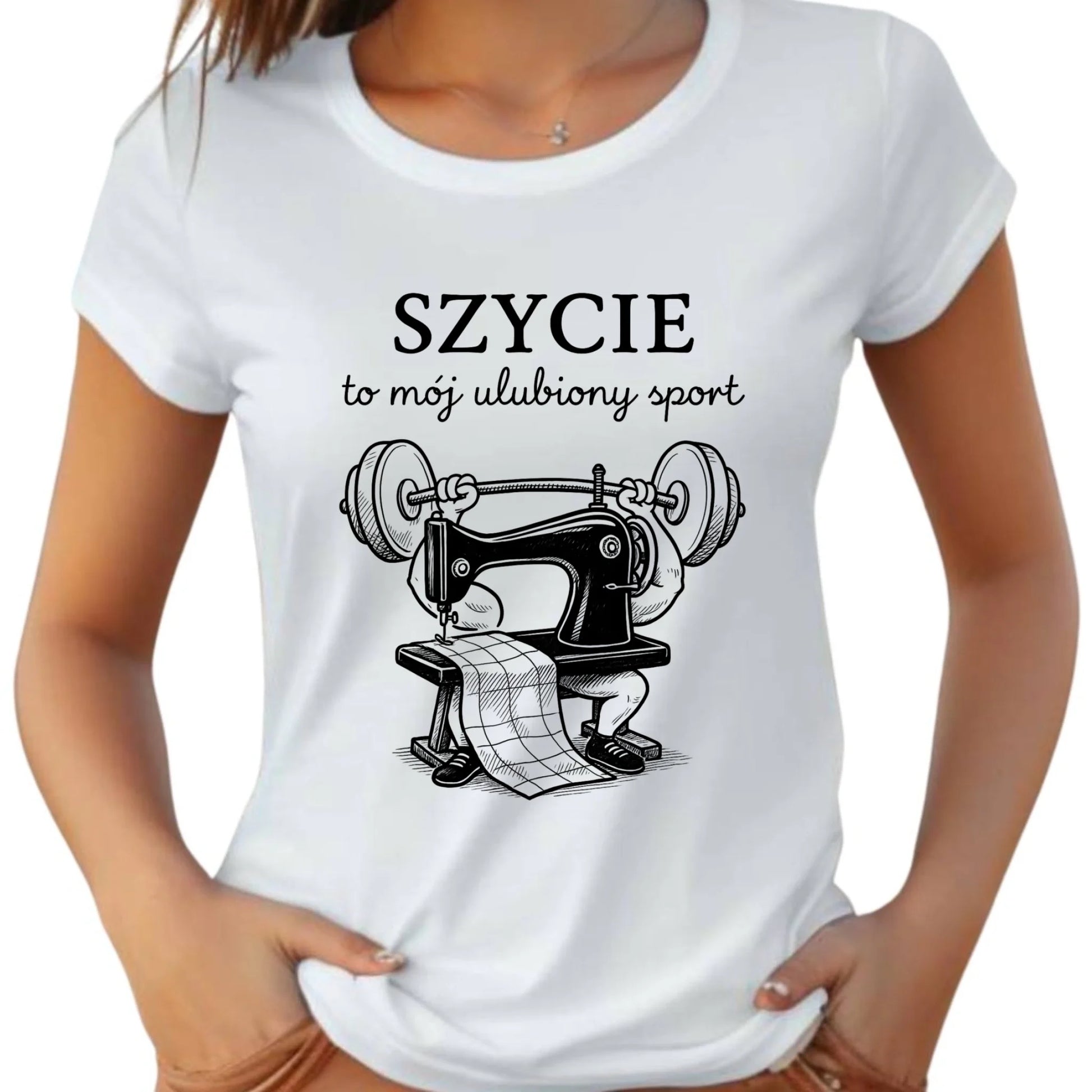 Koszulka damska szyciowa dla krawcowej - Szycie to mój ulubiony sport HS23 - StoryCups.pl