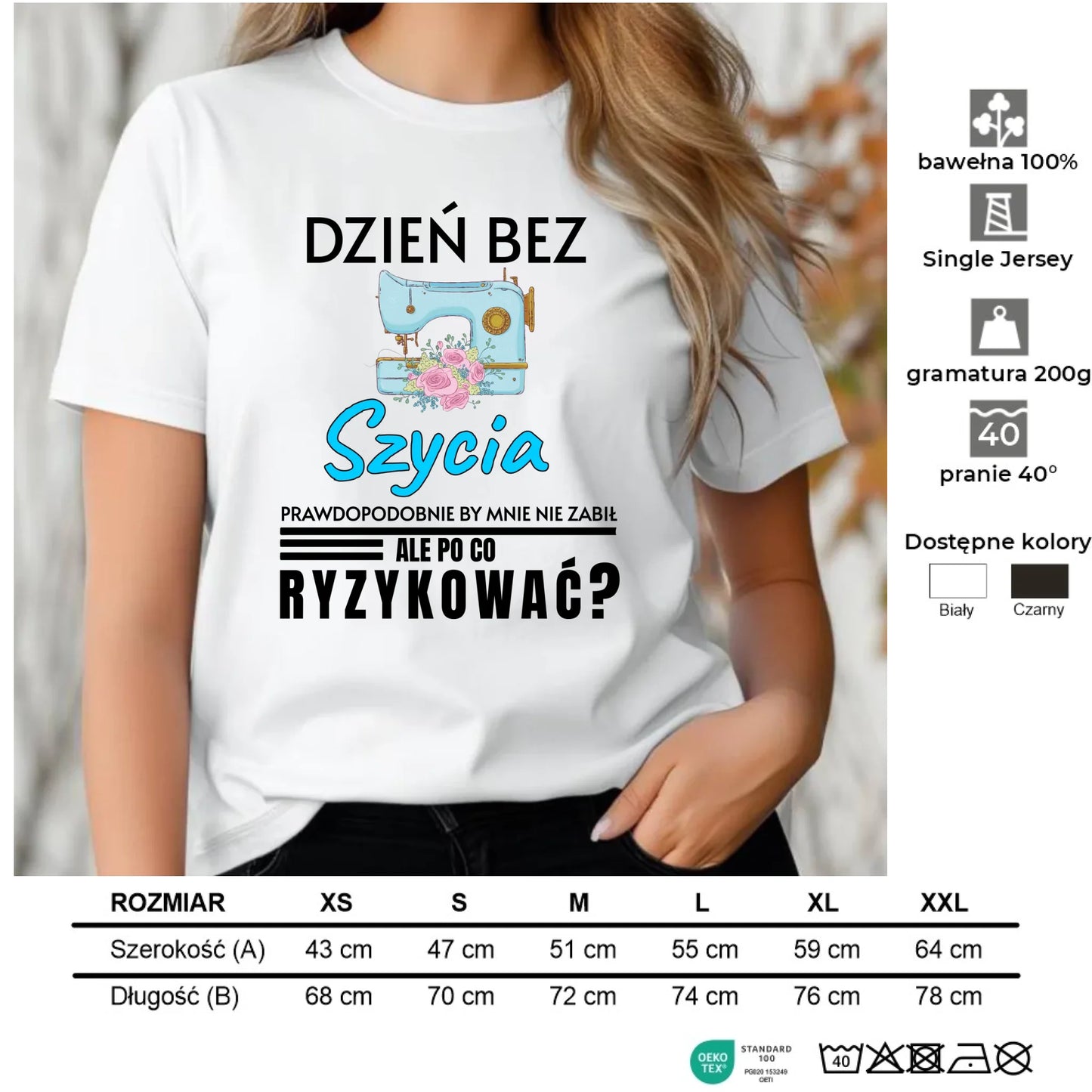 Koszulka damska szyciowa dla krawcowej - Dzień bez szycia HS24 - StoryCups.pl