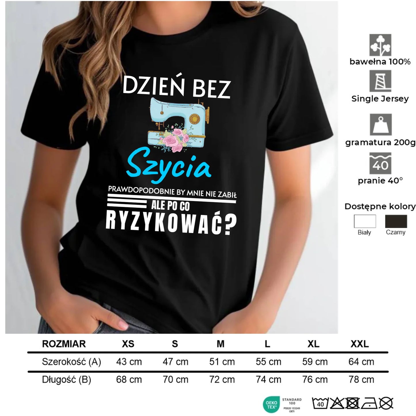 Koszulka damska szyciowa dla krawcowej - Dzień bez szycia HS24 - StoryCups.pl