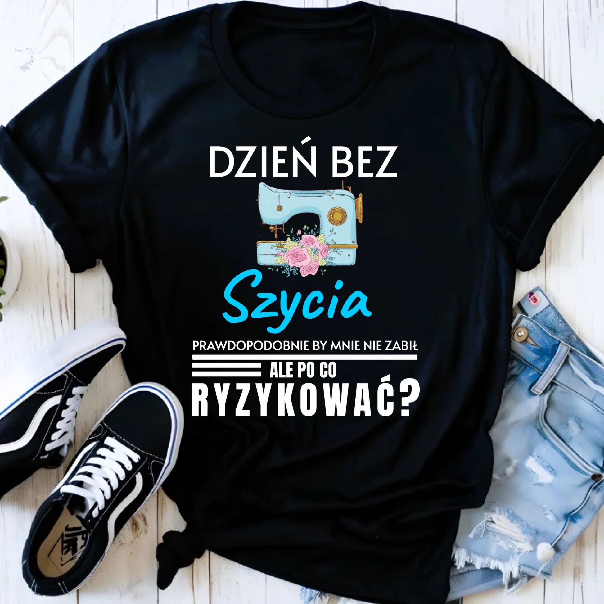 Koszulka damska szyciowa dla krawcowej - Dzień bez szycia HS24 - StoryCups.pl