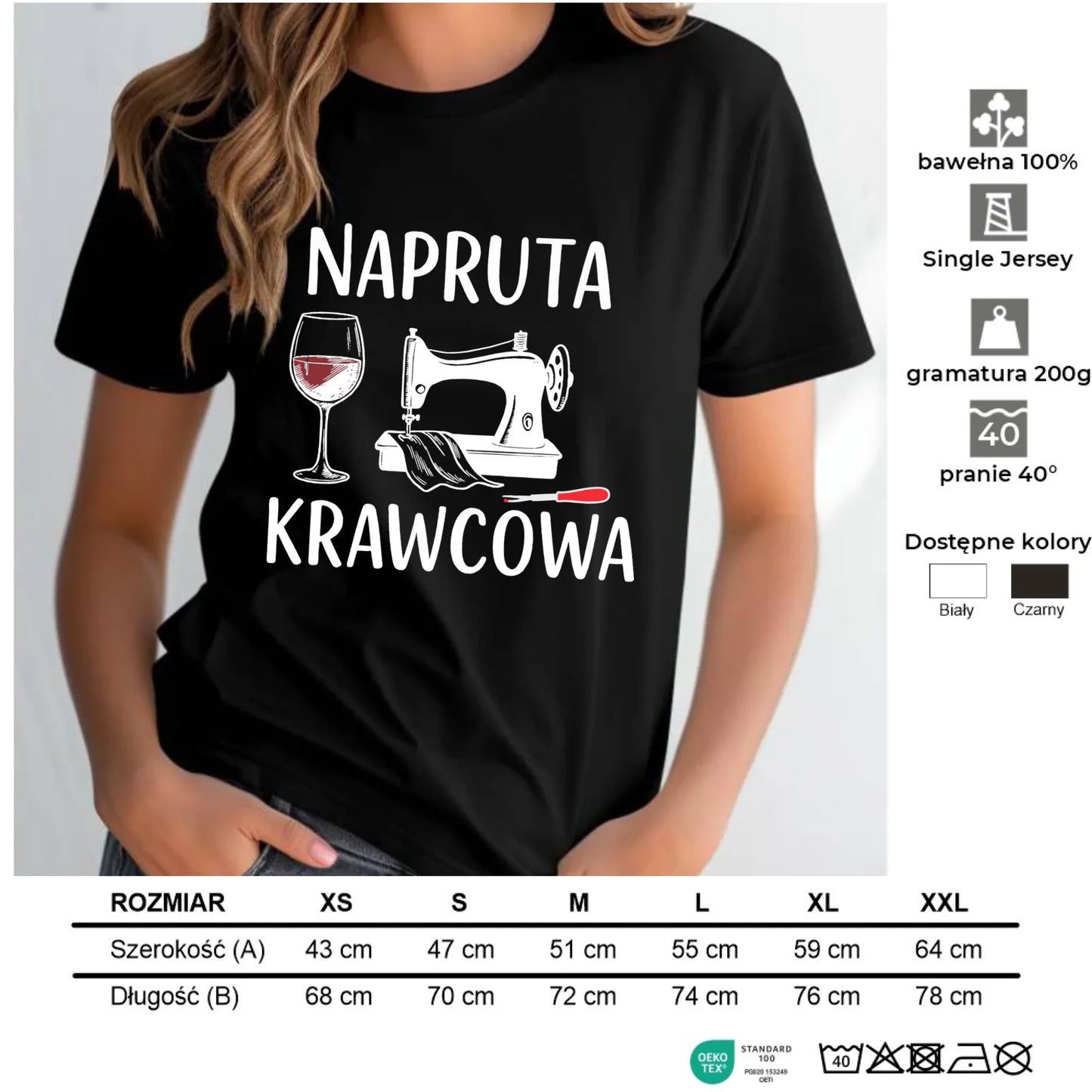 Koszulka damska szyciowa dla krawcowej - Napruta krawcowa HS25 - StoryCups.pl