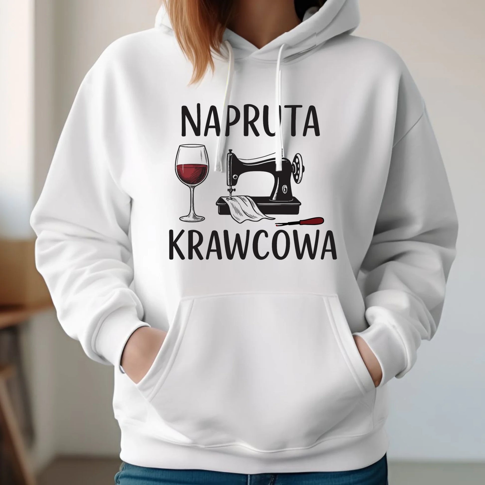 Bluza damska z kapturem szyciowa dla krawcowej - Napruta krawcowa HS25 - StoryCups.pl