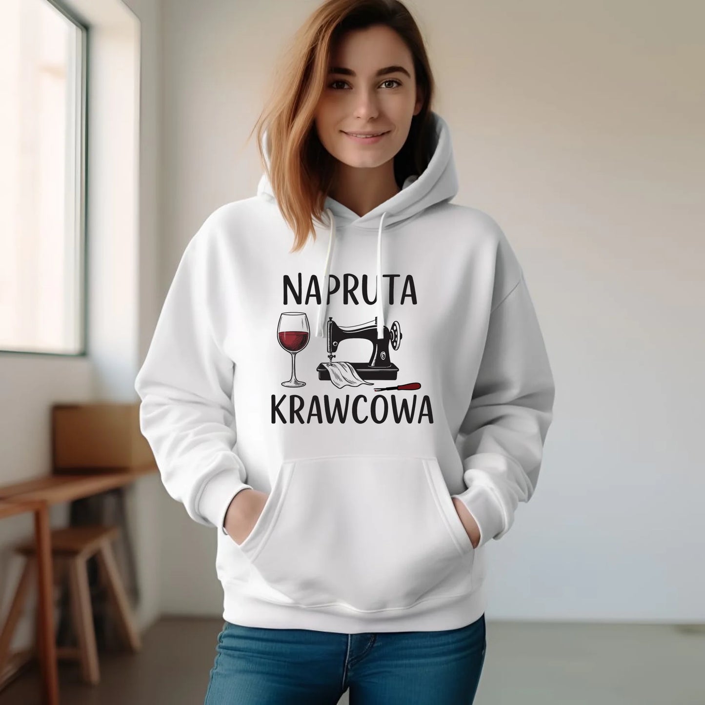 Bluza damska z kapturem szyciowa dla krawcowej - Napruta krawcowa HS25 - StoryCups.pl
