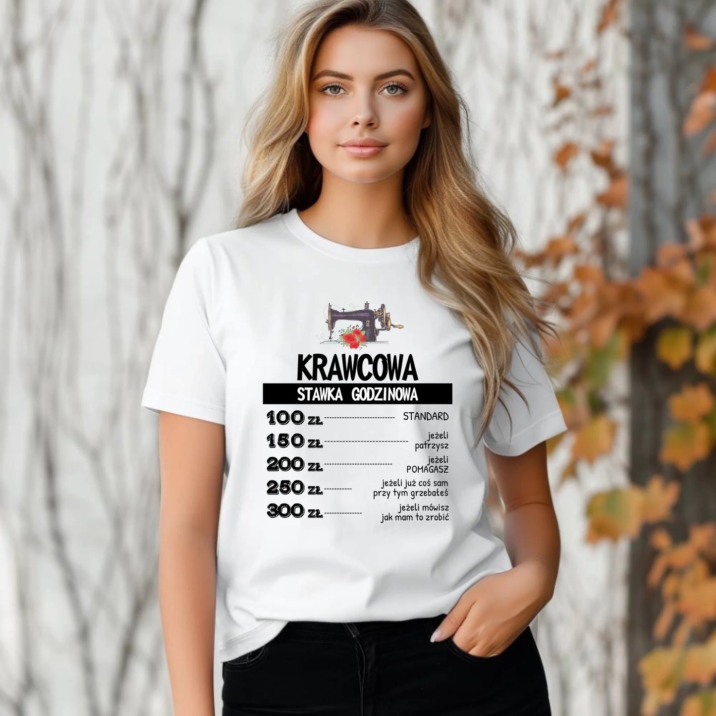 Koszulka damska szyciowa dla krawcowej - Stawka godzinowa HS26 - StoryCups.pl