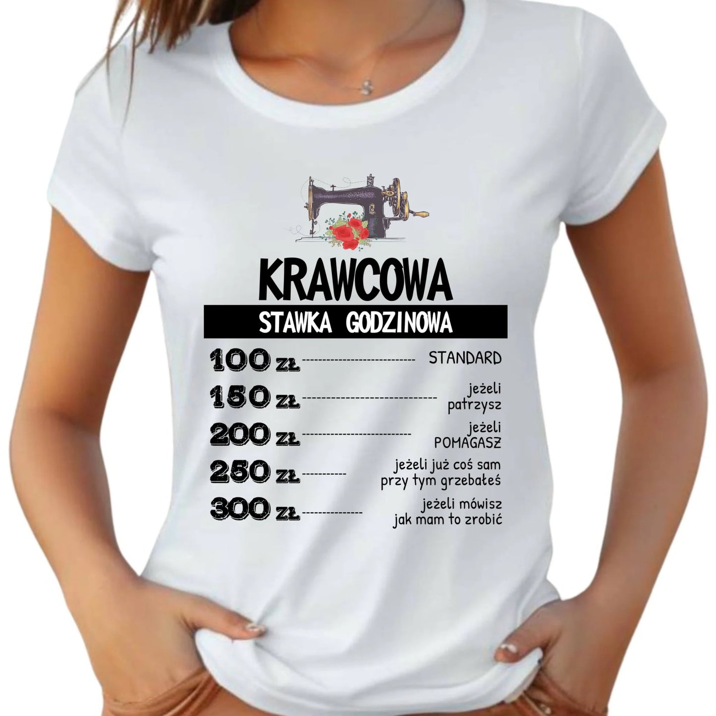 Koszulka damska szyciowa dla krawcowej - Stawka godzinowa HS26 - StoryCups.pl