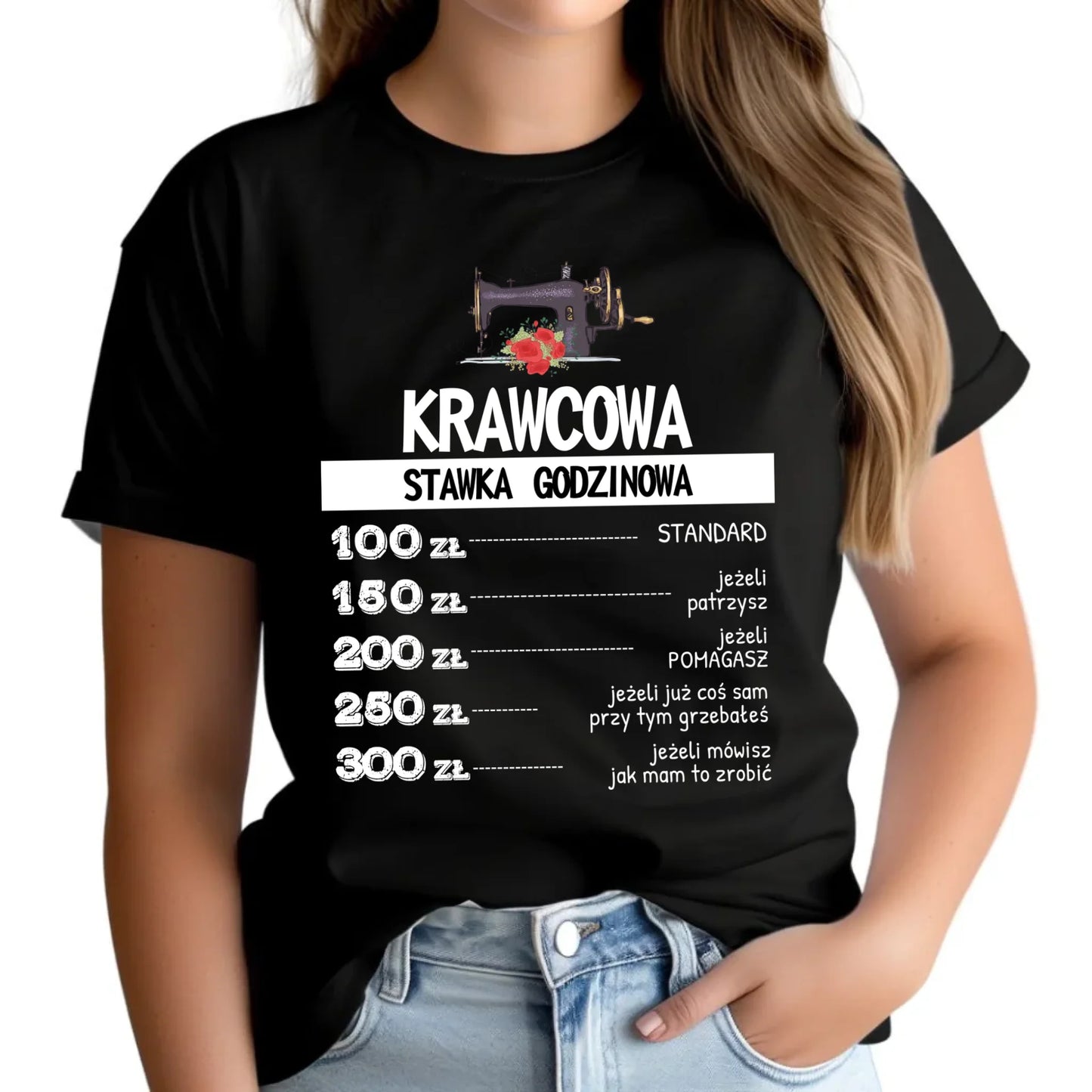 Koszulka damska szyciowa dla krawcowej - Stawka godzinowa HS26 - StoryCups.pl