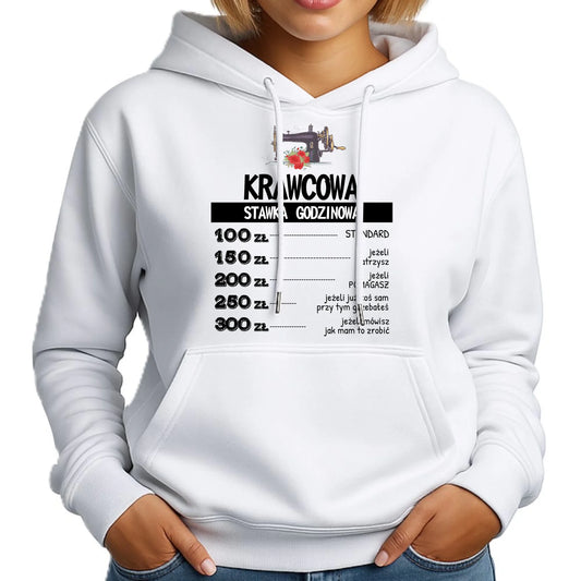 Bluza damska z kapturem szyciowa dla krawcowej - Stawka godzinowa HS26 - StoryCups.pl