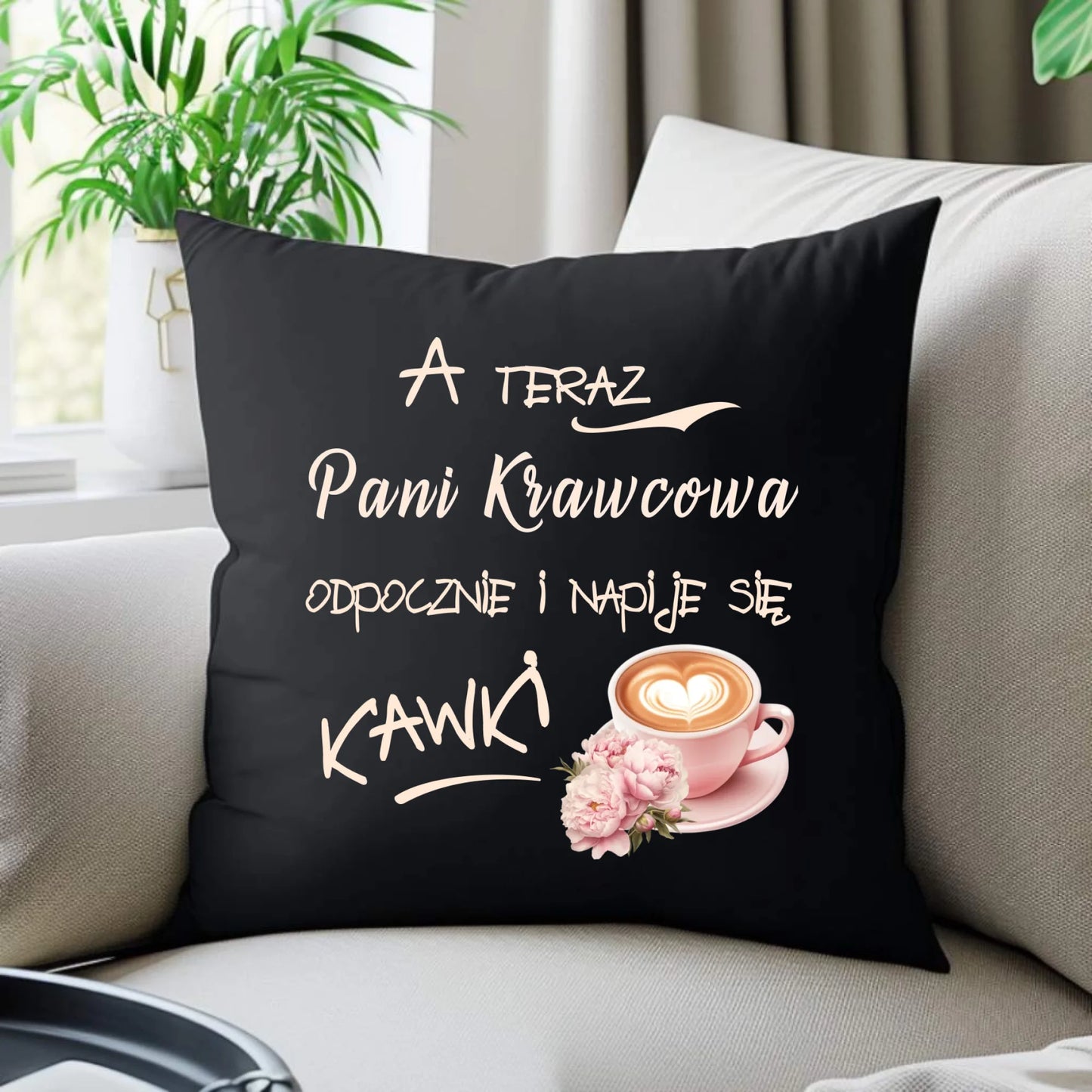 Poduszka dekoracyjna szyciowa dla krawcowej - Napije się kawki HS27 - StoryCups.pl