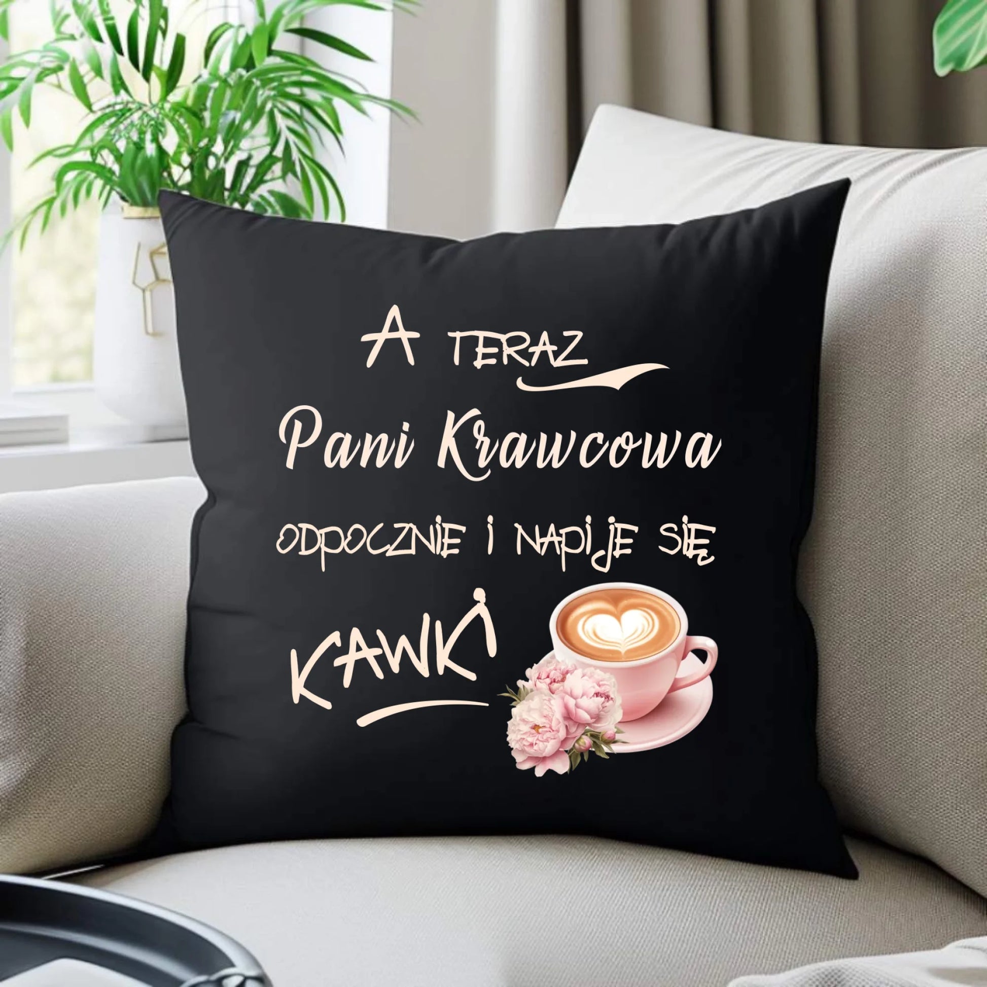 Poduszka dekoracyjna szyciowa dla krawcowej - Napije się kawki HS27 - StoryCups.pl