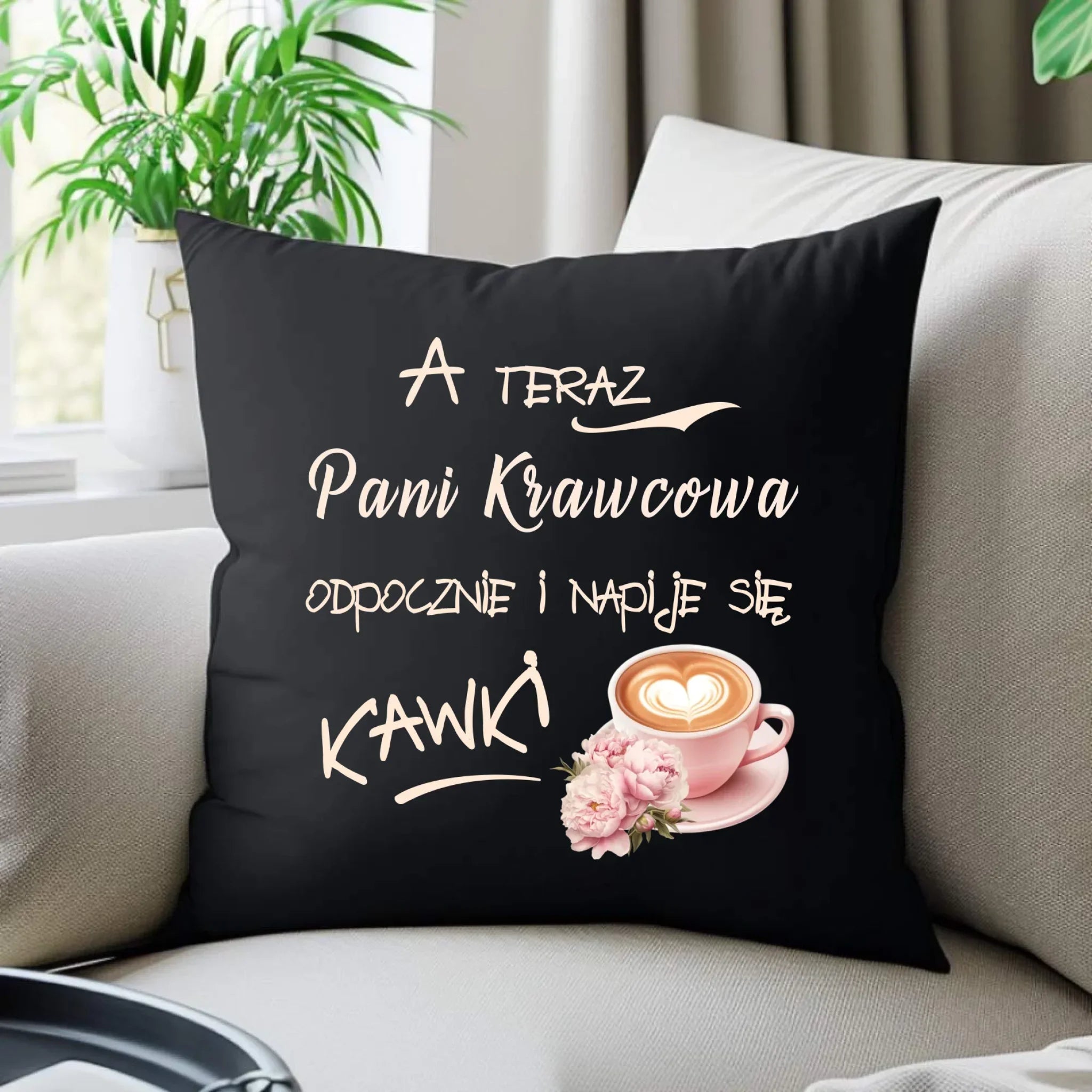 Poduszka dekoracyjna szyciowa dla krawcowej - Napije się kawki HS27 - StoryCups.pl