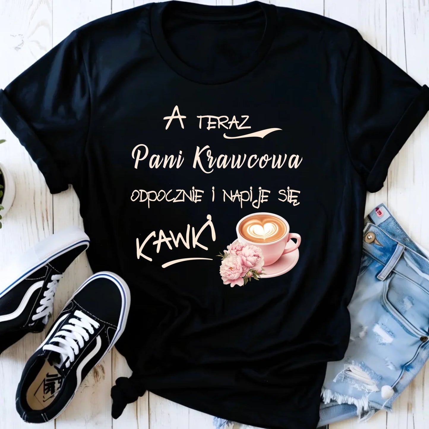 Koszulka damska szyciowa dla krawcowej - Napije się kawki HS27 - StoryCups.pl