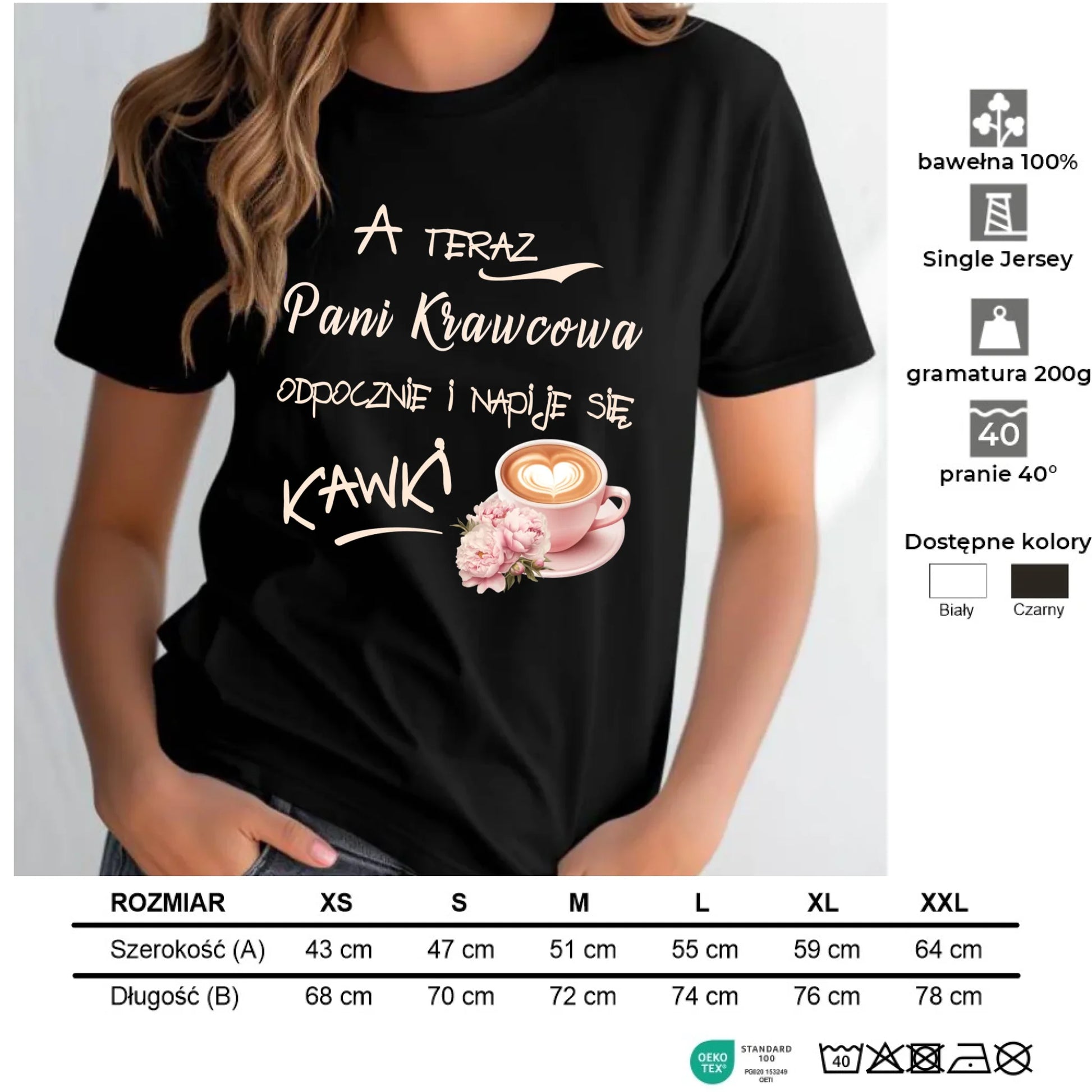 Koszulka damska szyciowa dla krawcowej - Napije się kawki HS27 - StoryCups.pl