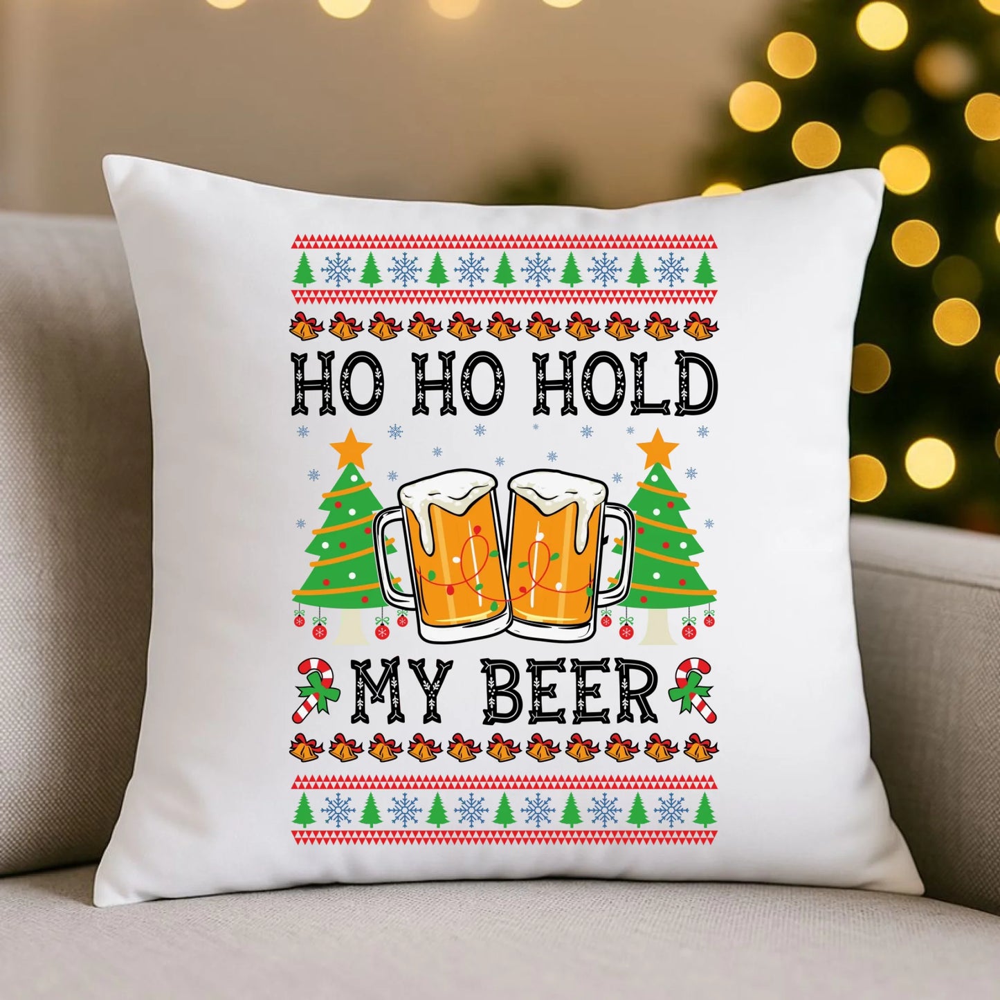 Poduszka świąteczna - Ho ho hold my beer BN131 - StoryCups.pl