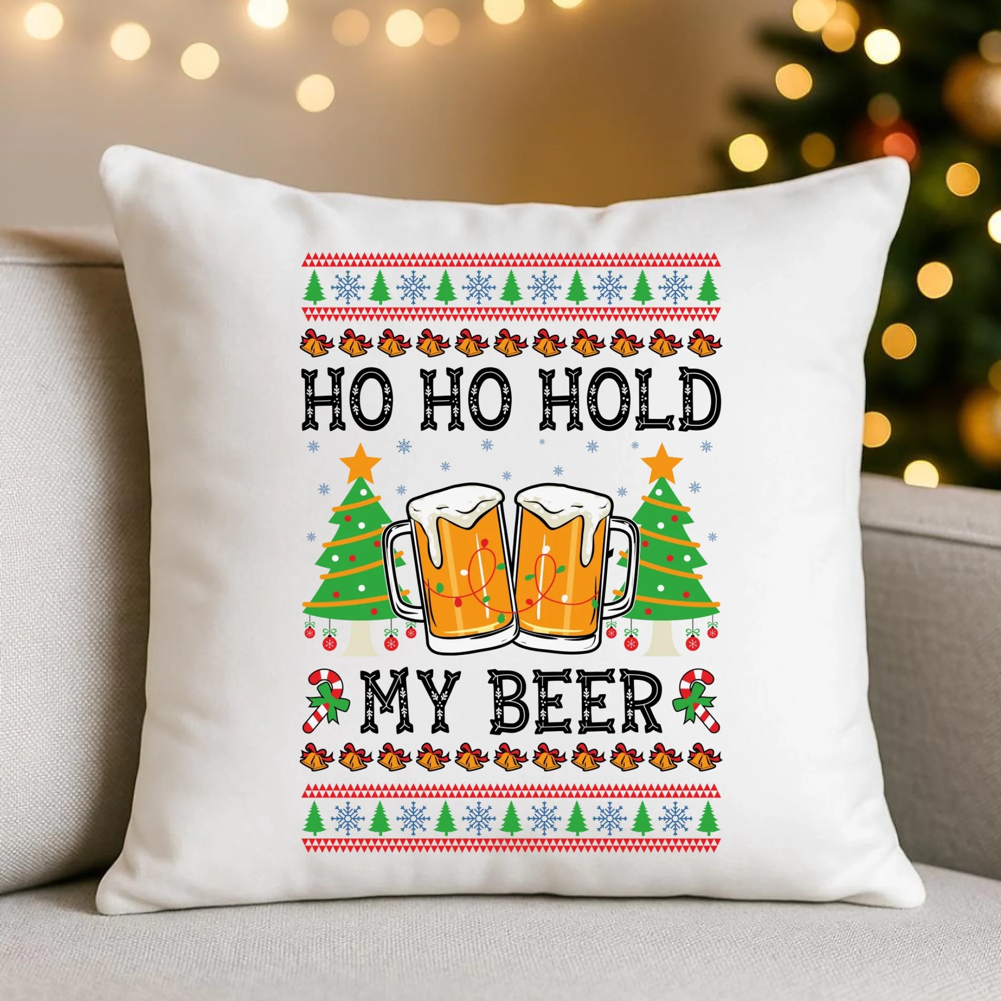 Poduszka świąteczna - Ho ho hold my beer BN131 - StoryCups.pl