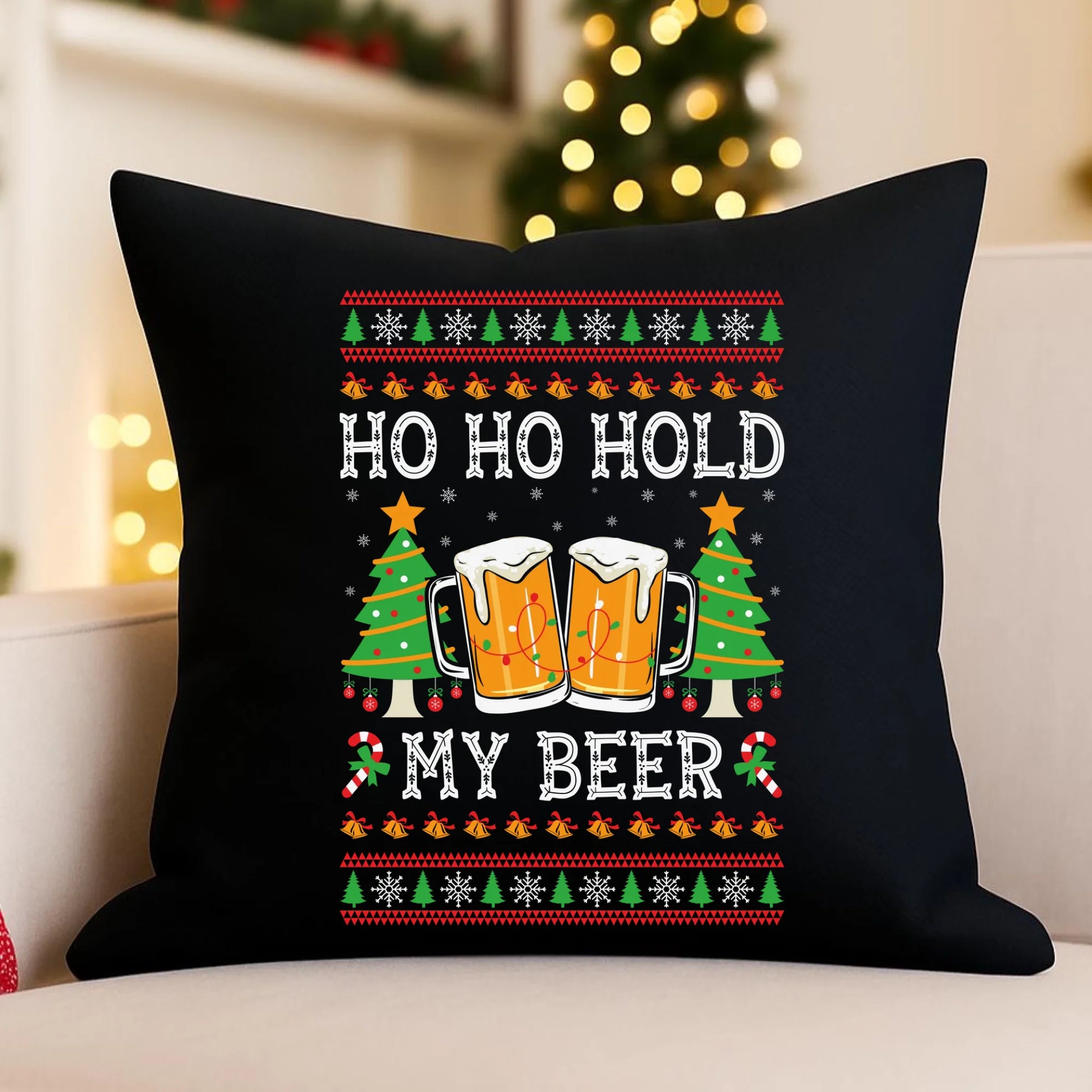 Poduszka dekoracyjna świąteczna - Ho ho hold my beer BN131 - StoryCups.pl