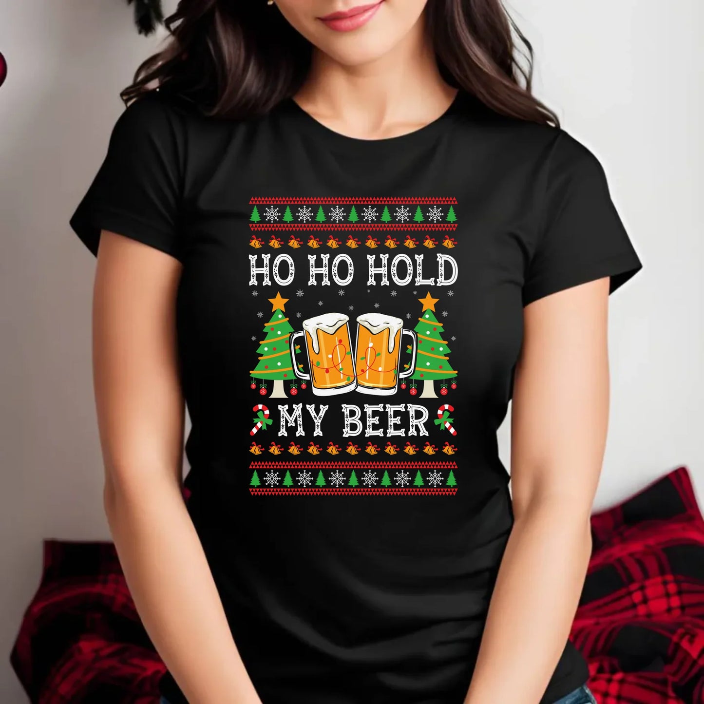 Koszulka damska świąteczna - Ho ho hold my beer BN131 - StoryCups.pl