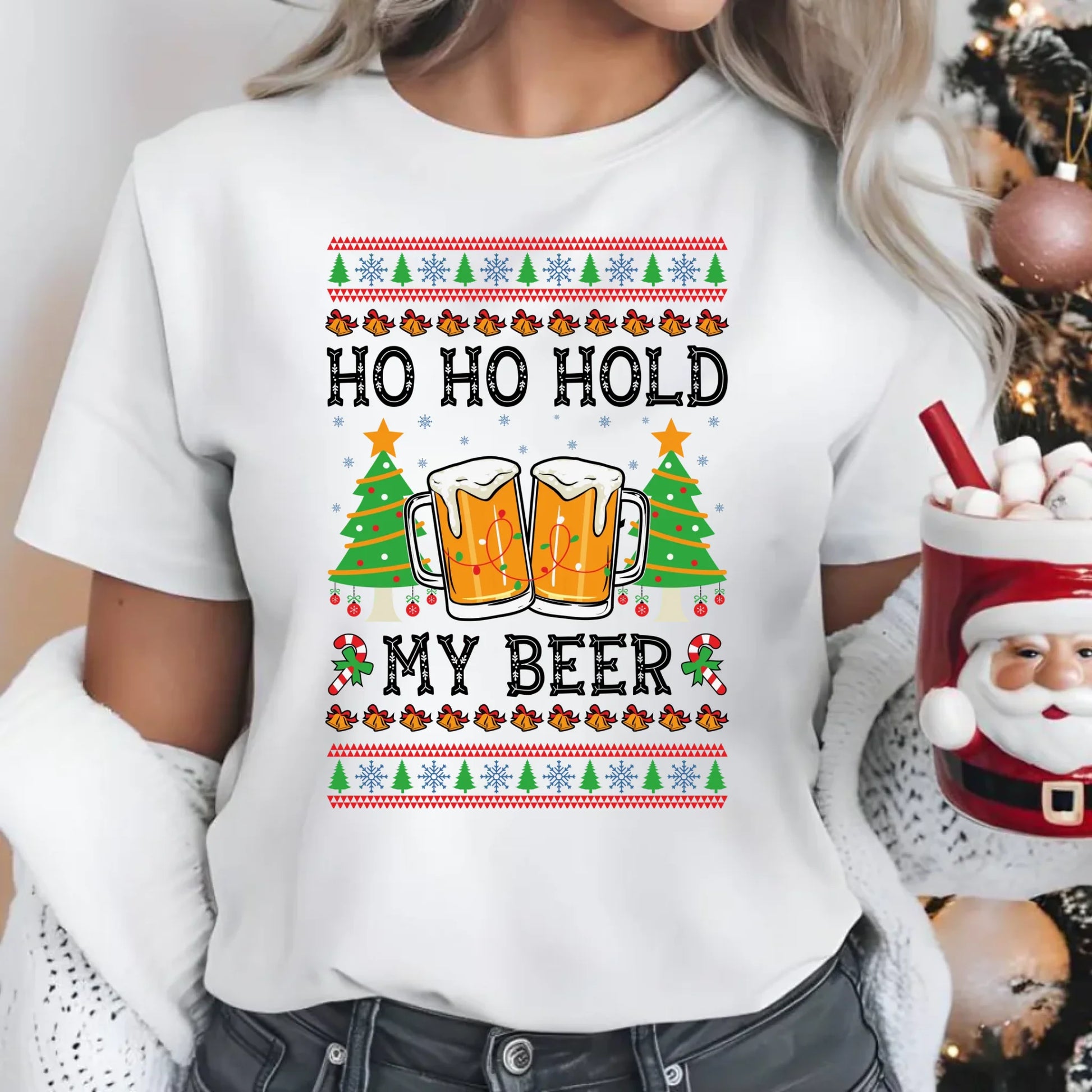 Koszulka damska świąteczna - Ho ho hold my beer BN131 - StoryCups.pl