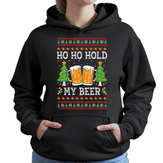 Bluza damska z kapturem świąteczna - Ho ho hold my beer BN131 - StoryCups.pl