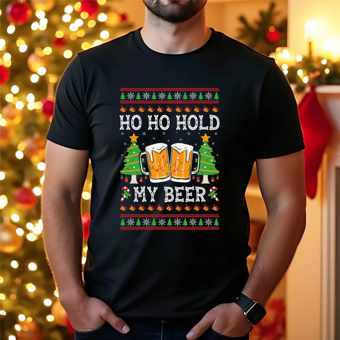 Koszulka męska świąteczna - Ho ho hold my beer BN131 - StoryCups.pl