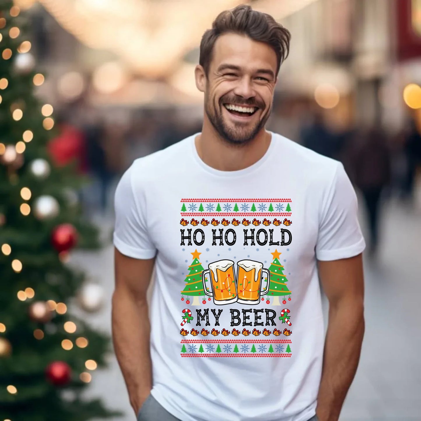 Koszulka męska świąteczna - Ho ho hold my beer BN131 - StoryCups.pl