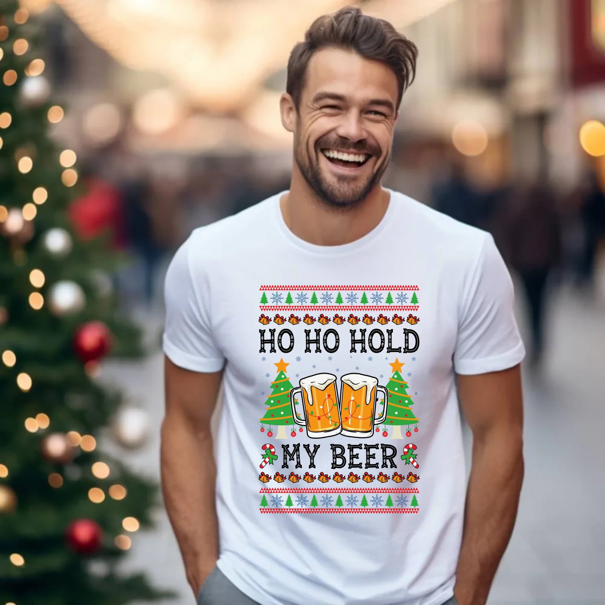 Koszulka męska świąteczna - Ho ho hold my beer BN131 - StoryCups.pl