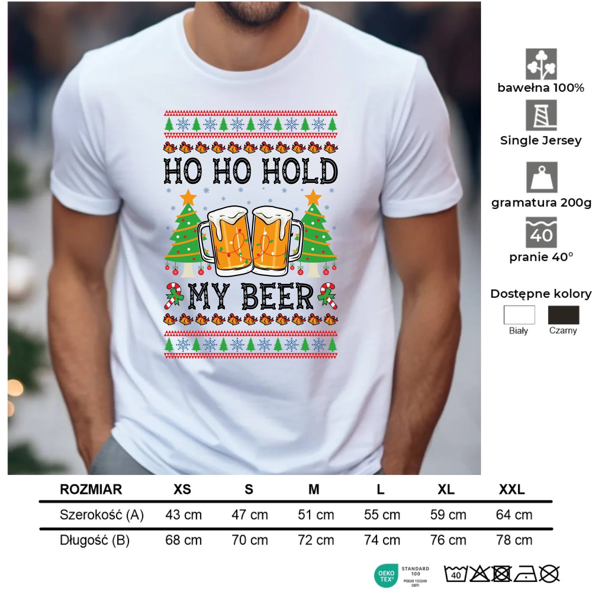 Koszulka męska świąteczna - Ho ho hold my beer BN131 - StoryCups.pl