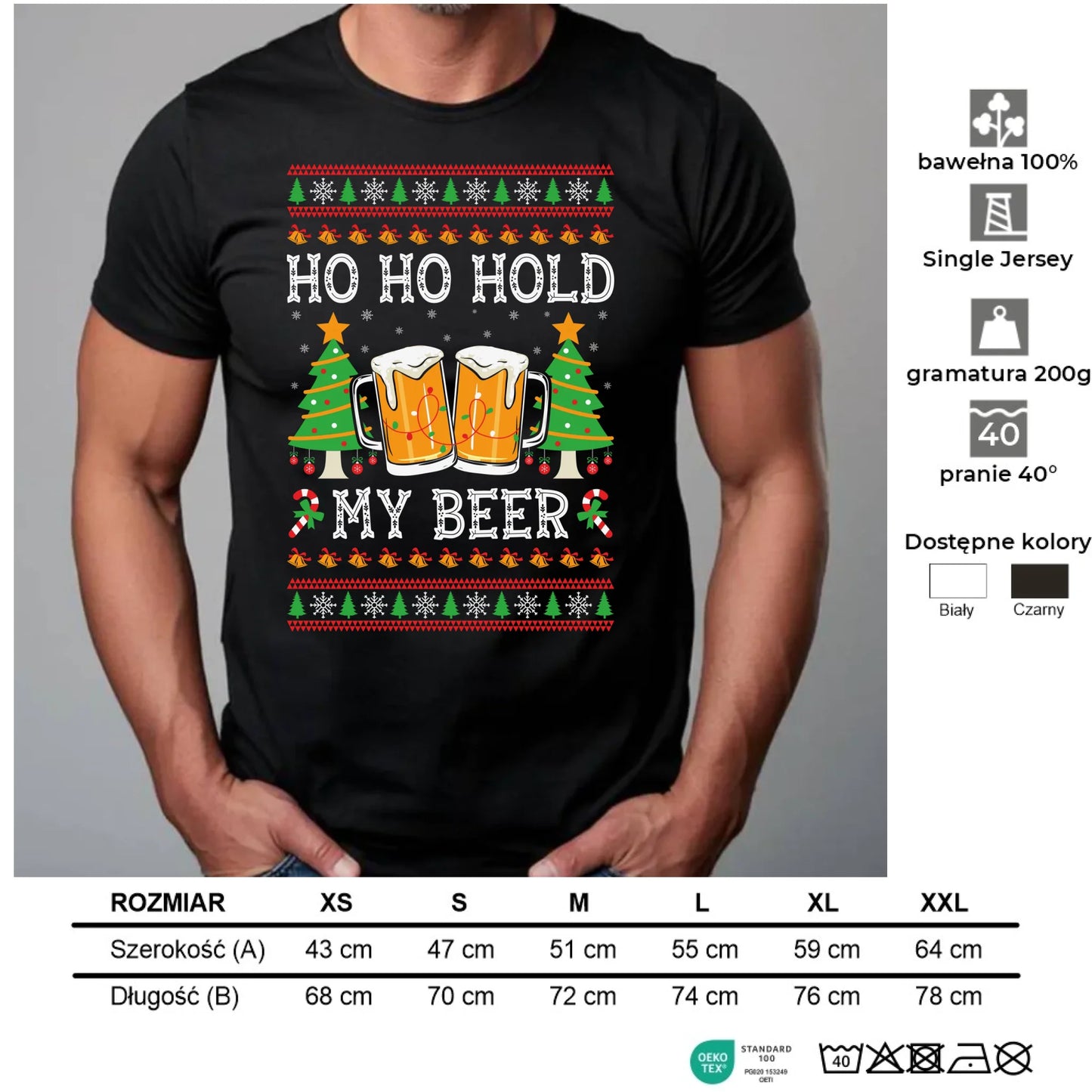 Koszulka męska świąteczna - Ho ho hold my beer BN131 - StoryCups.pl