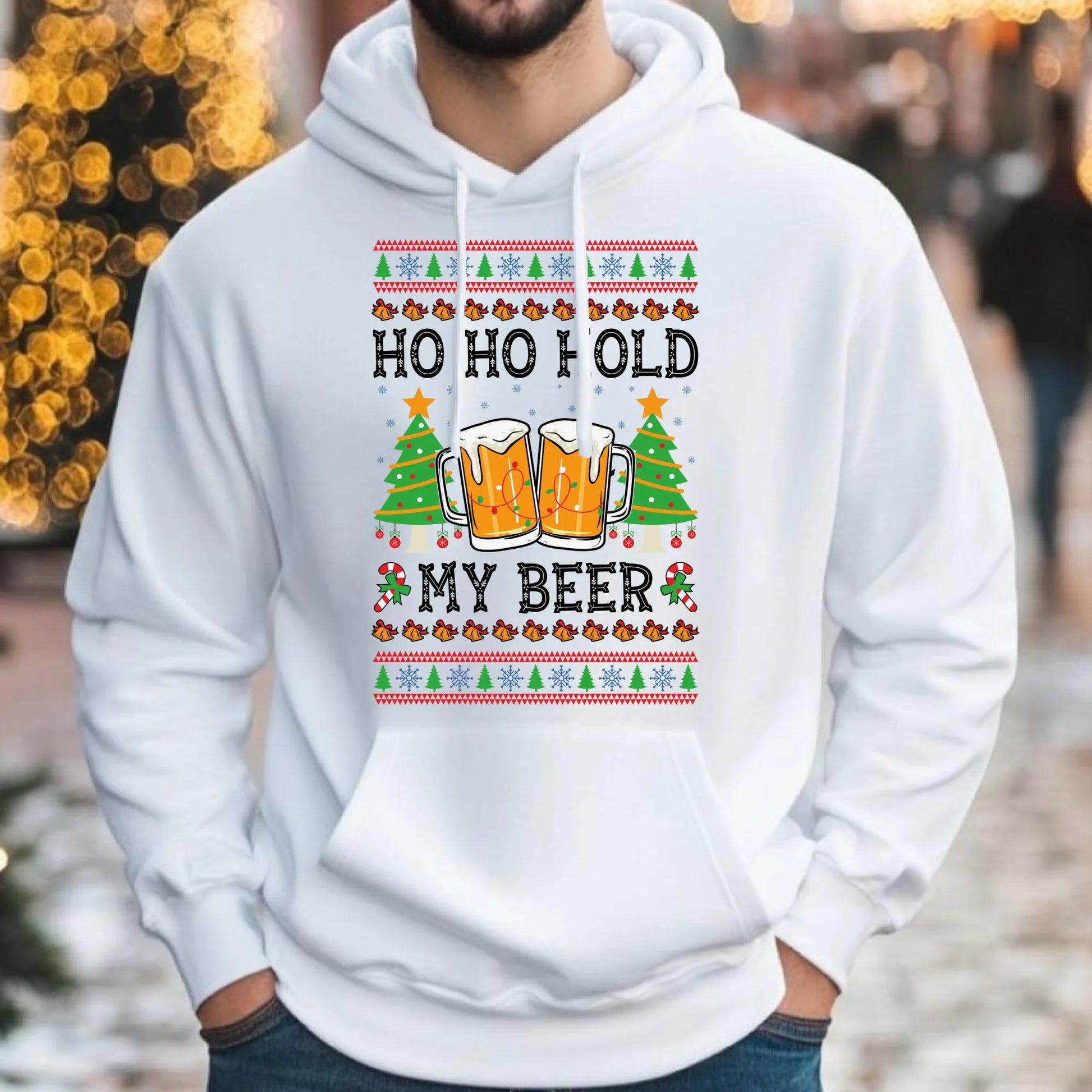 Bluza męska z kapturem świąteczna - Ho ho hold my beer BN131 - StoryCups.pl