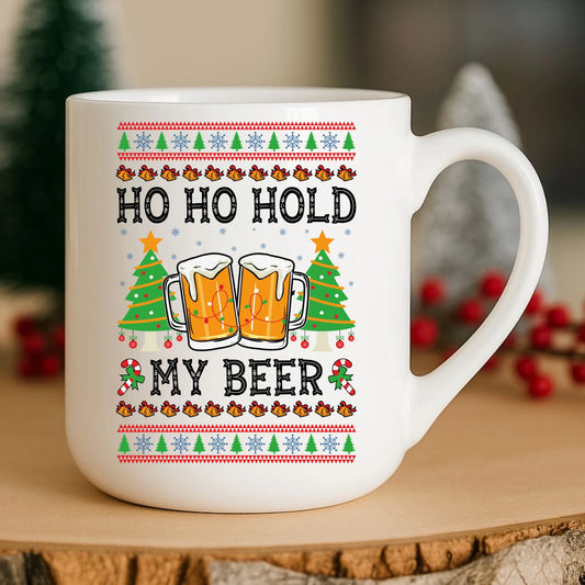 Kubek elegant świąteczny - Ho ho hold my beer BN131 - StoryCups.pl