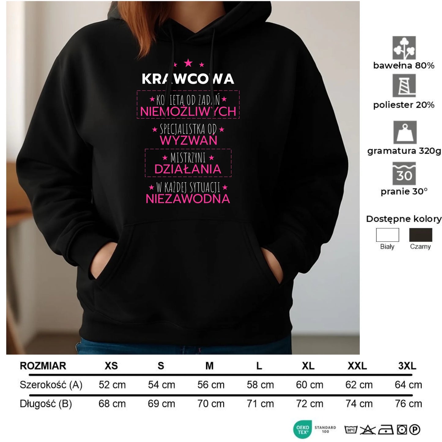 Bluza damska z kapturem szyciowa dla krawcowej - Kobieta od zadań niemożliwych HS29 - StoryCups.pl