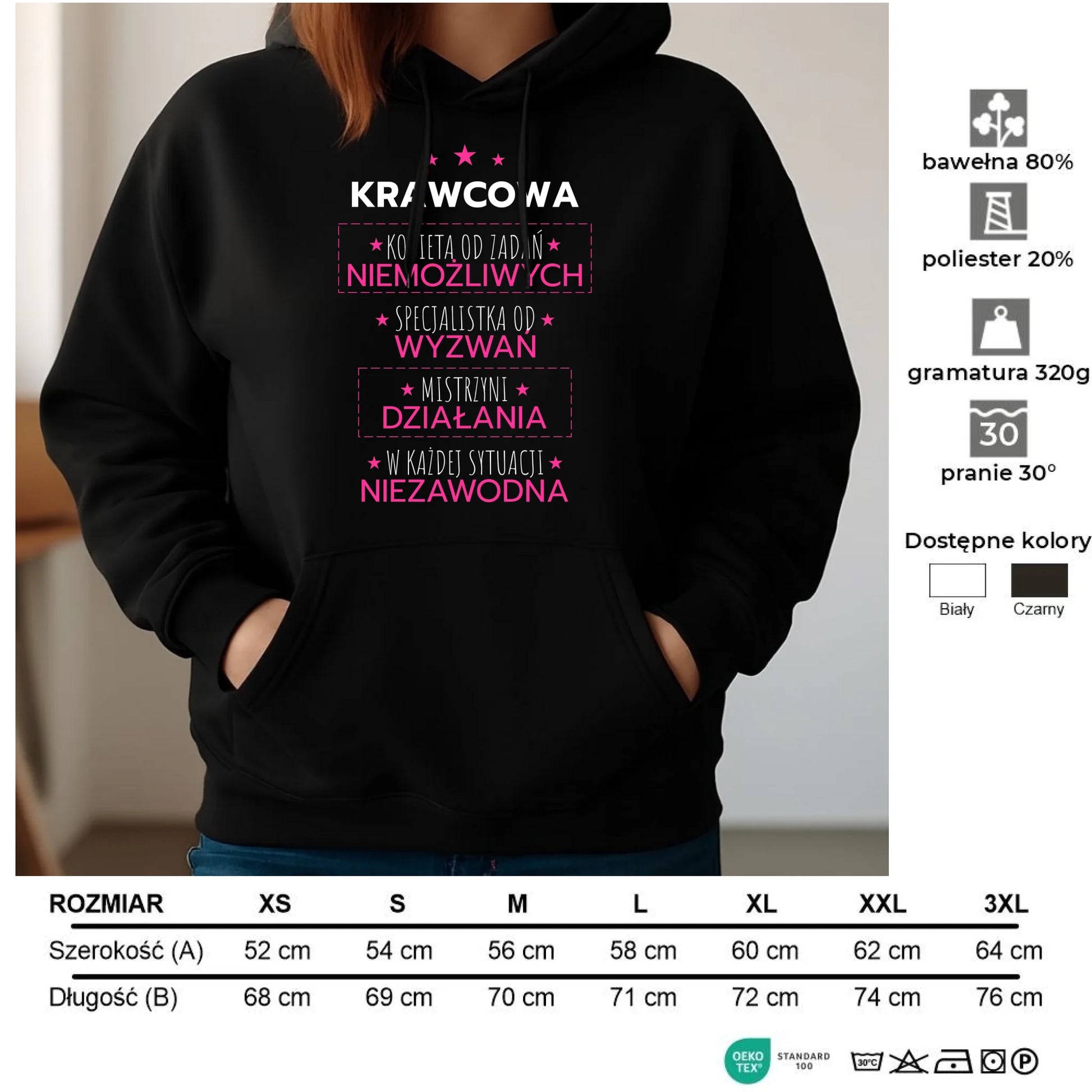 Bluza damska z kapturem szyciowa dla krawcowej - Kobieta od zadań niemożliwych HS29 - StoryCups.pl