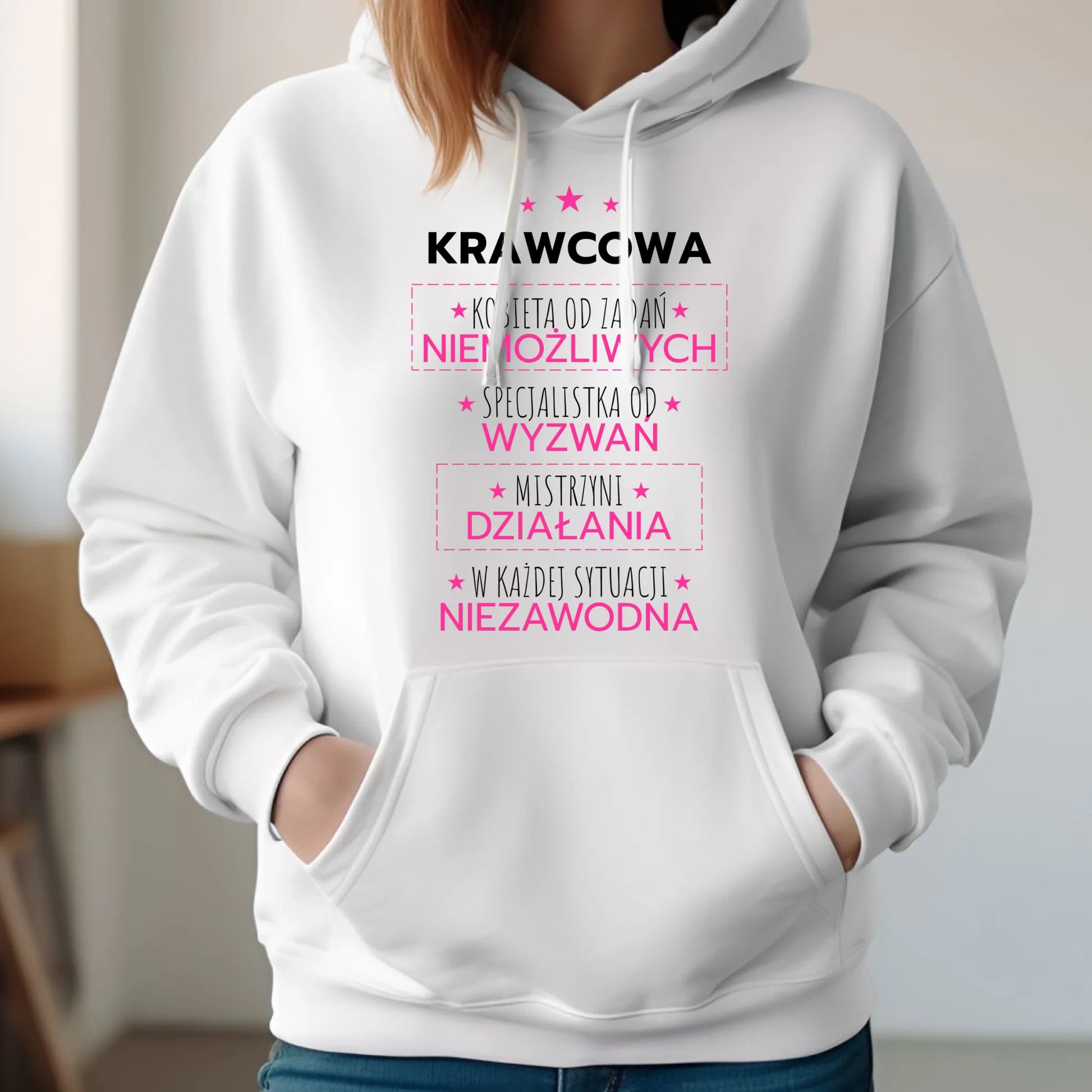 Bluza damska z kapturem szyciowa dla krawcowej - Kobieta od zadań niemożliwych HS29 - StoryCups.pl