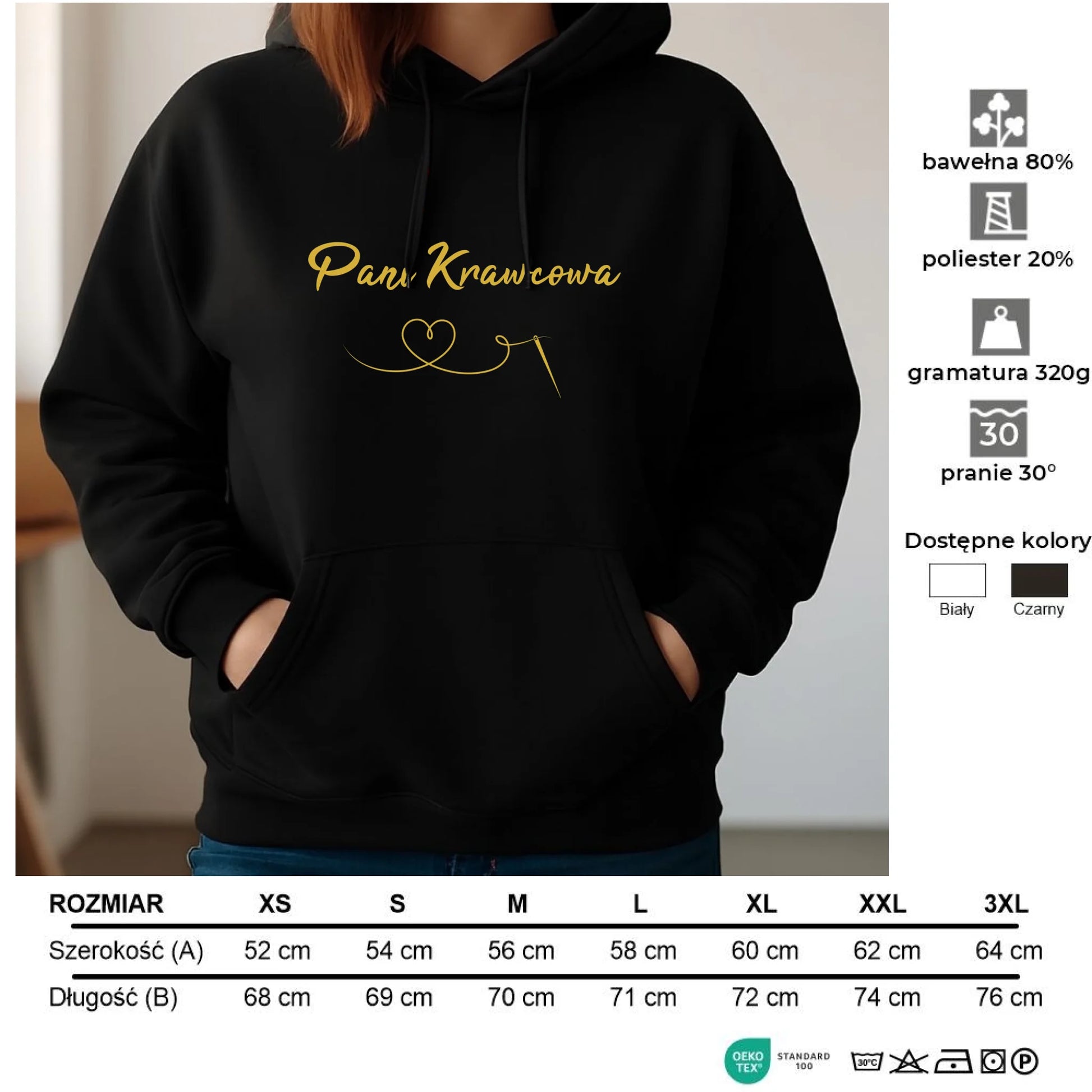 Bluza damska z kapturem szyciowa dla krawcowej - Pani Krawcowa HS30 - StoryCups.pl