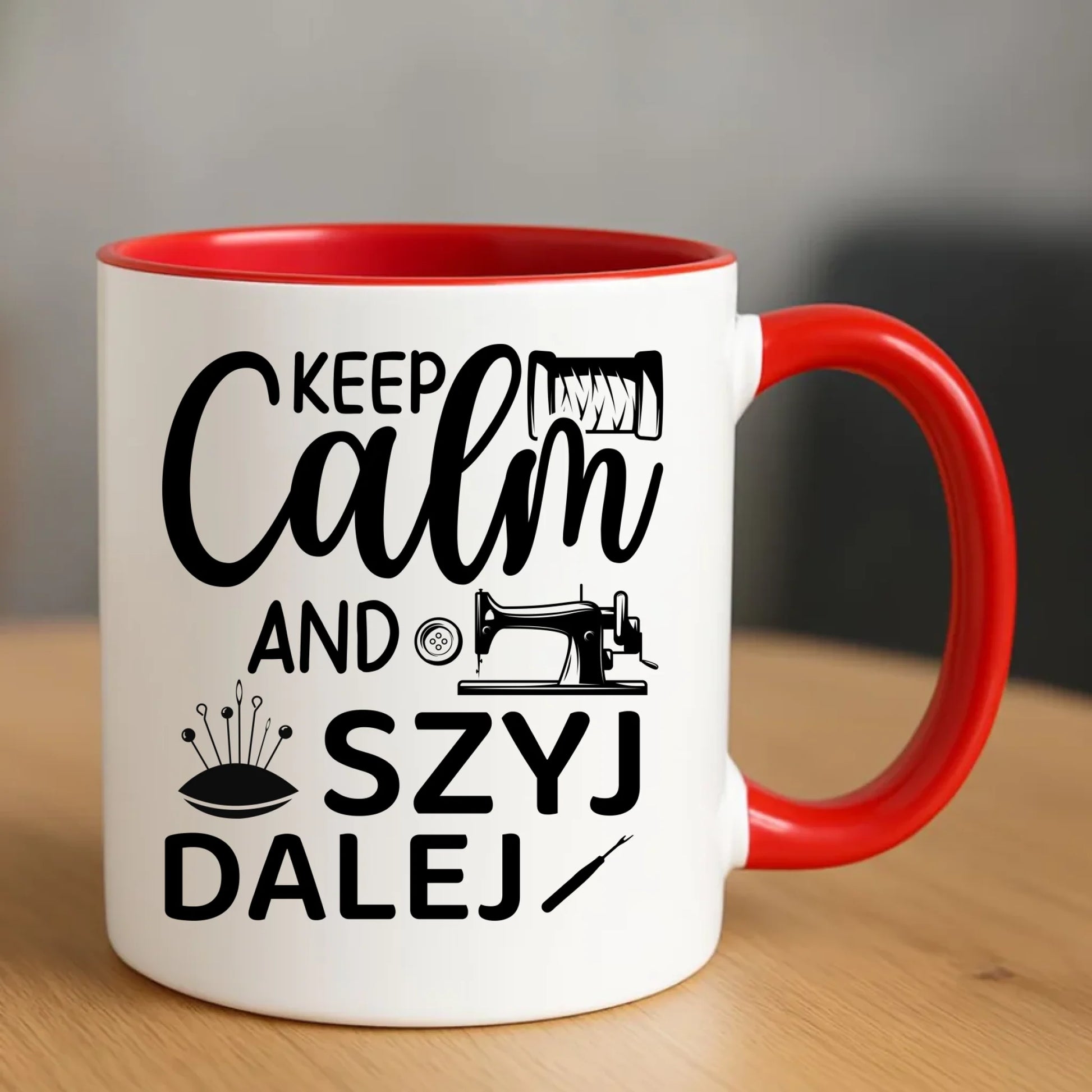 Kubek szyciowy dla krawcowej – KEEP CALM and SZYJ DALEJ HS31 - StoryCups.pl